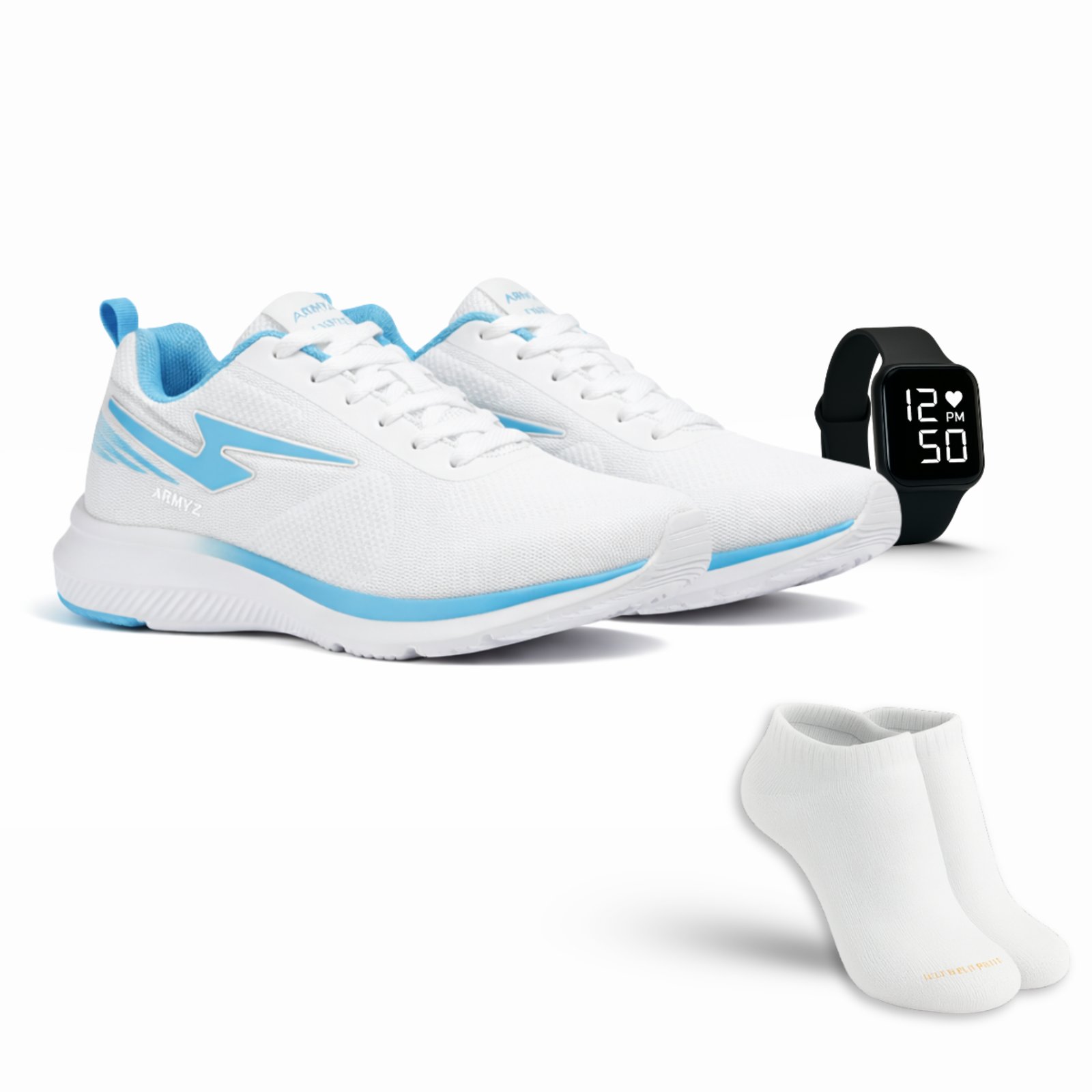 Tênis Esportivo Feminino Leve Confortável + Relógio + Meia Cano Baixo