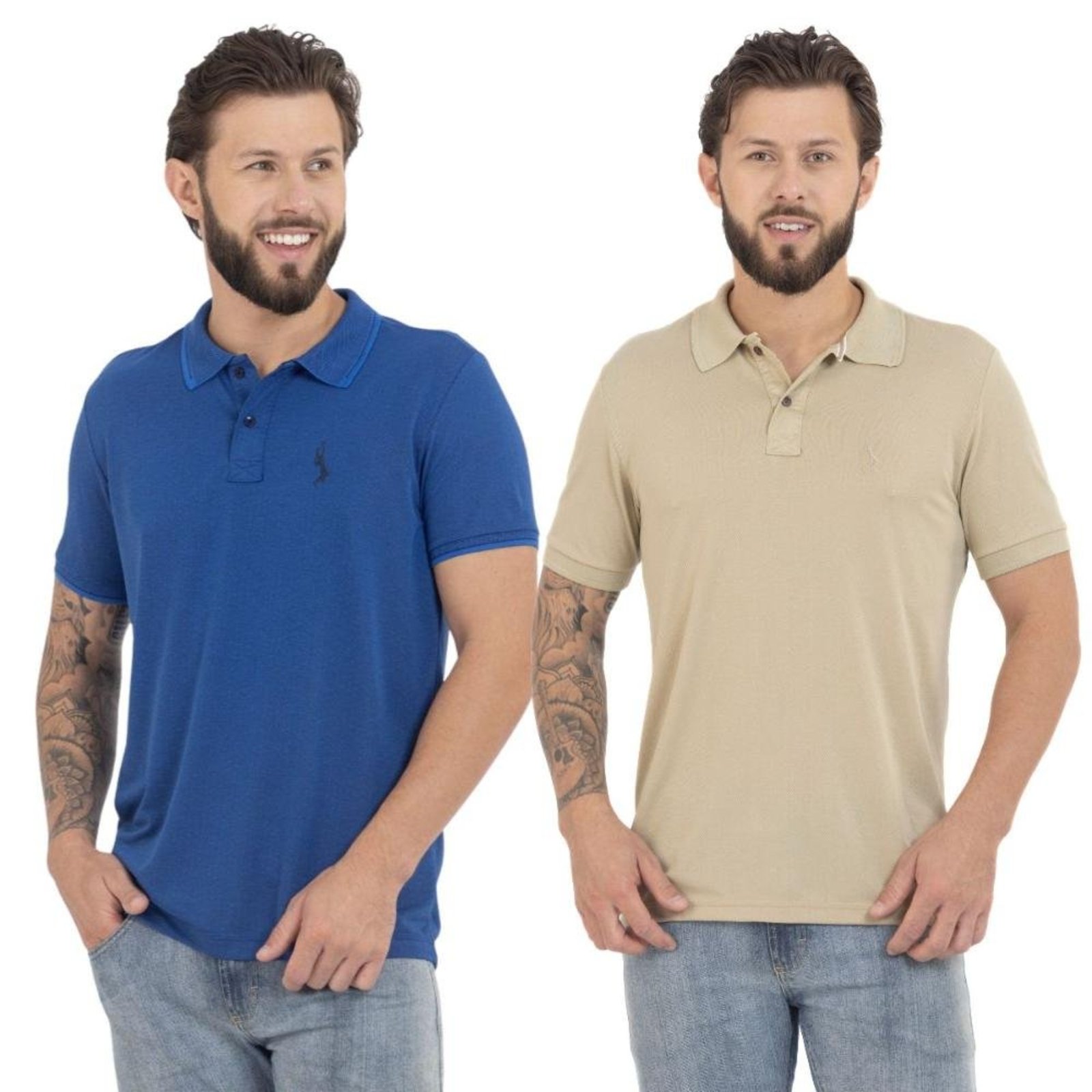 Kit 2 Camisa Polo Tradicinal Moderna Algodão Slim