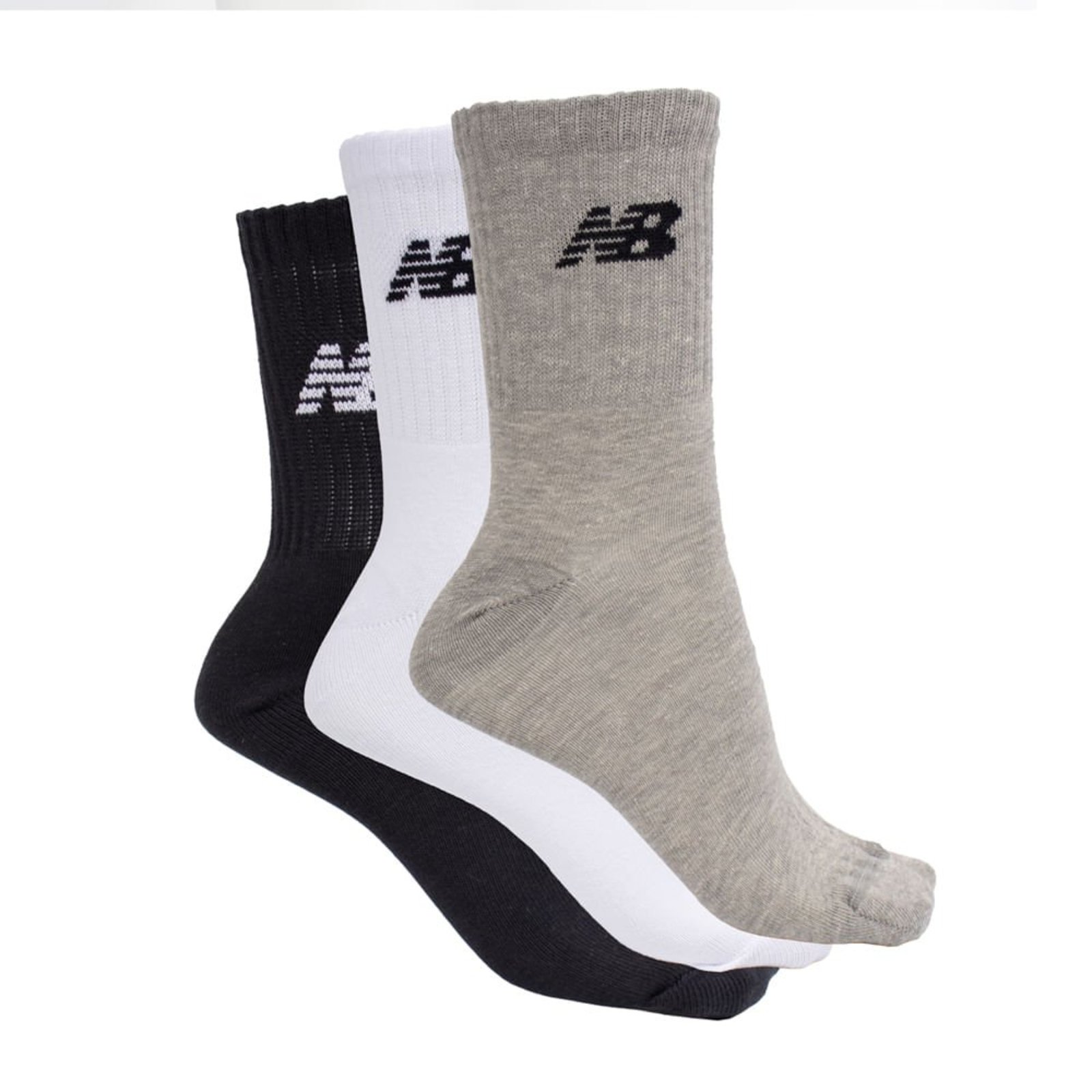 Vista 2 Meia Unissex New Balance Kit 3 NB32A Preto/Cinza New Balance branco
