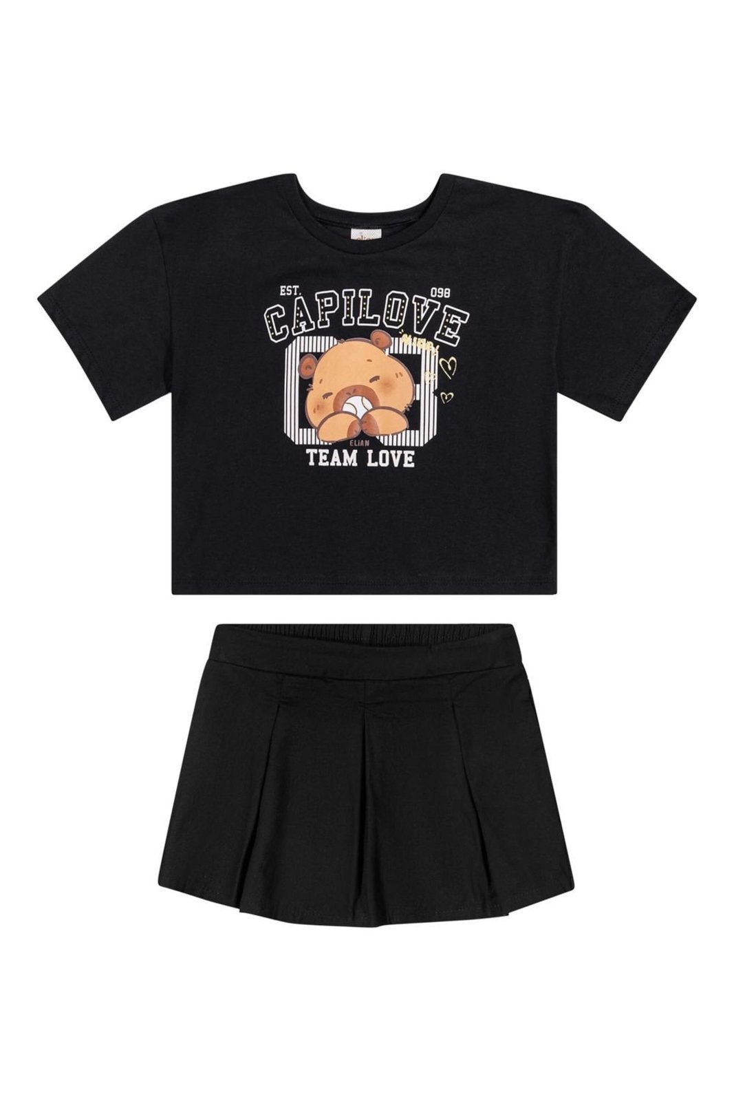 Infantil - Conjunto Menina Capivara Love Elian Preto