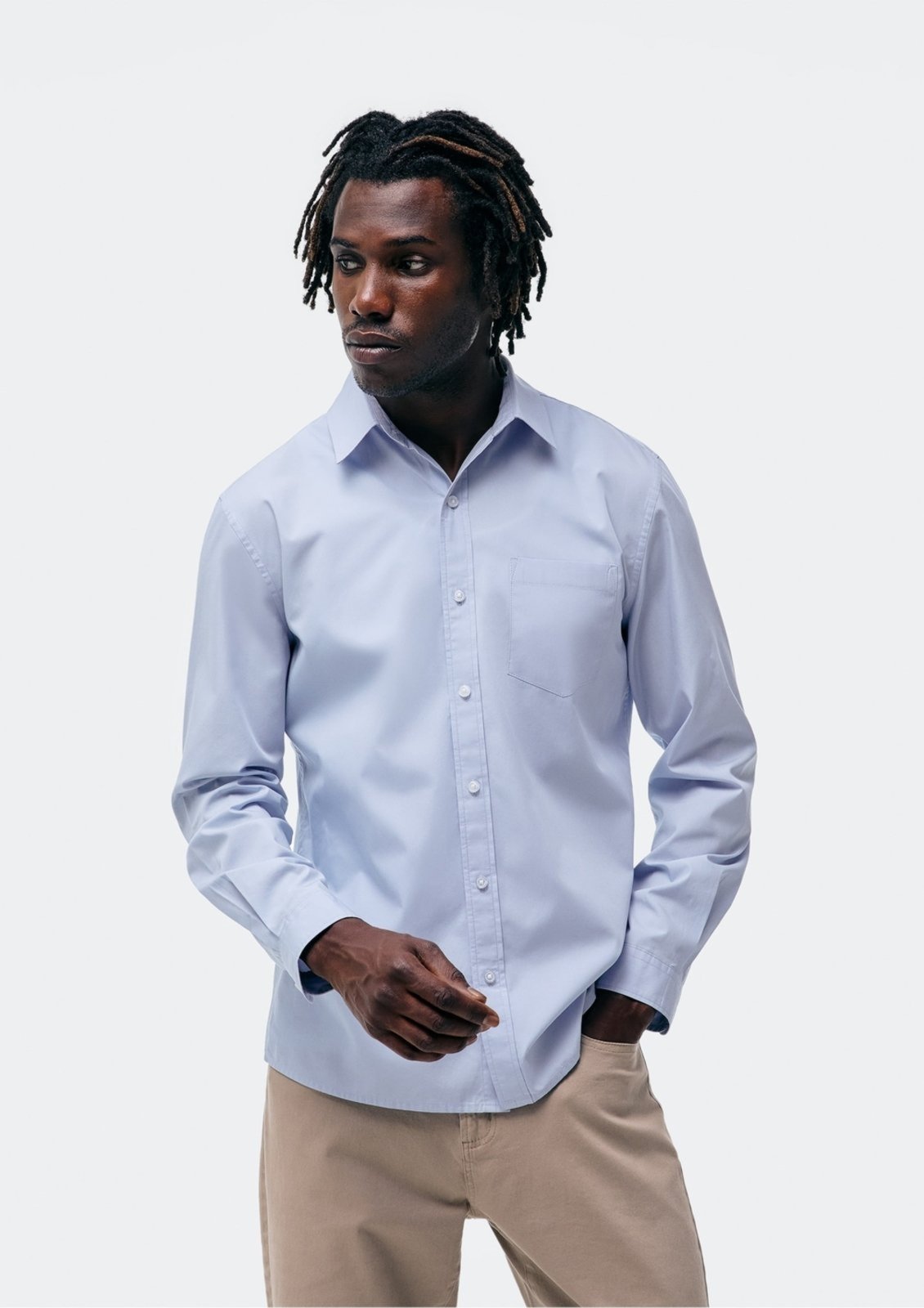 Camisa Hering Básica Mangas Longas Em Tecido Azul