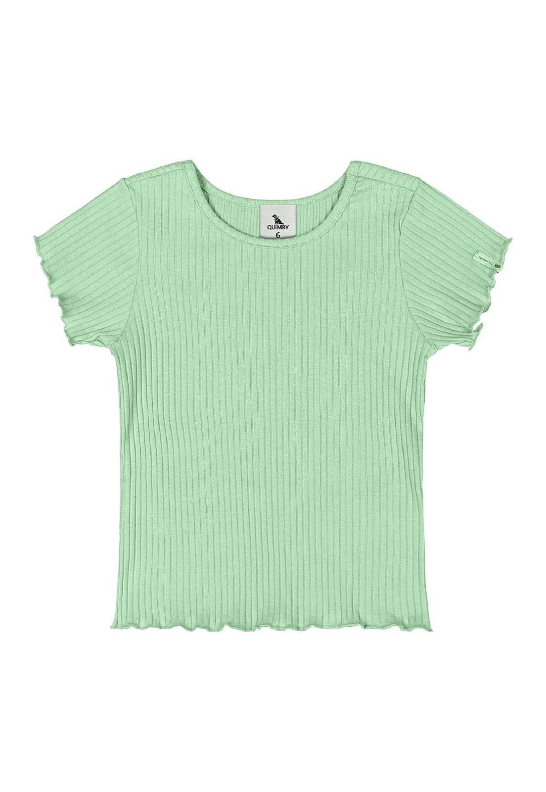 Infantil - Blusa em Ribana Canelada Menina Quimby Verde