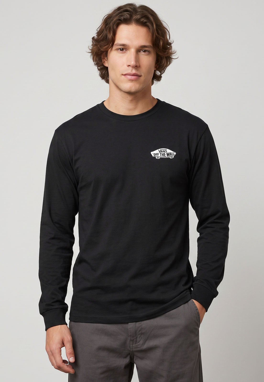 Camiseta Masculina Vans Double Standard Manga Longa Preta