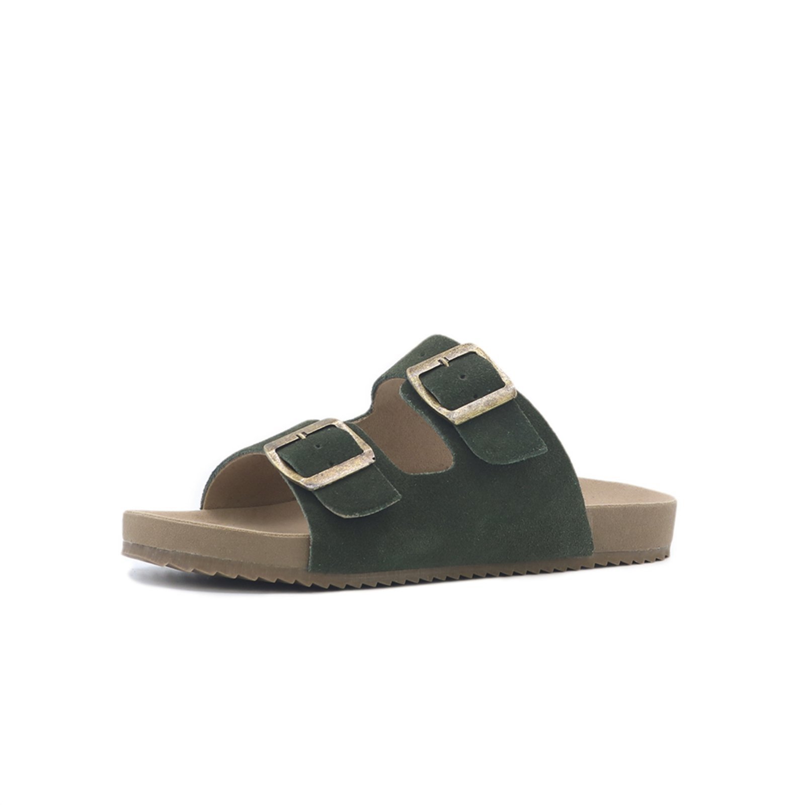 Papete Rasteira Sandalia Couro Verde Militar Tellini Store