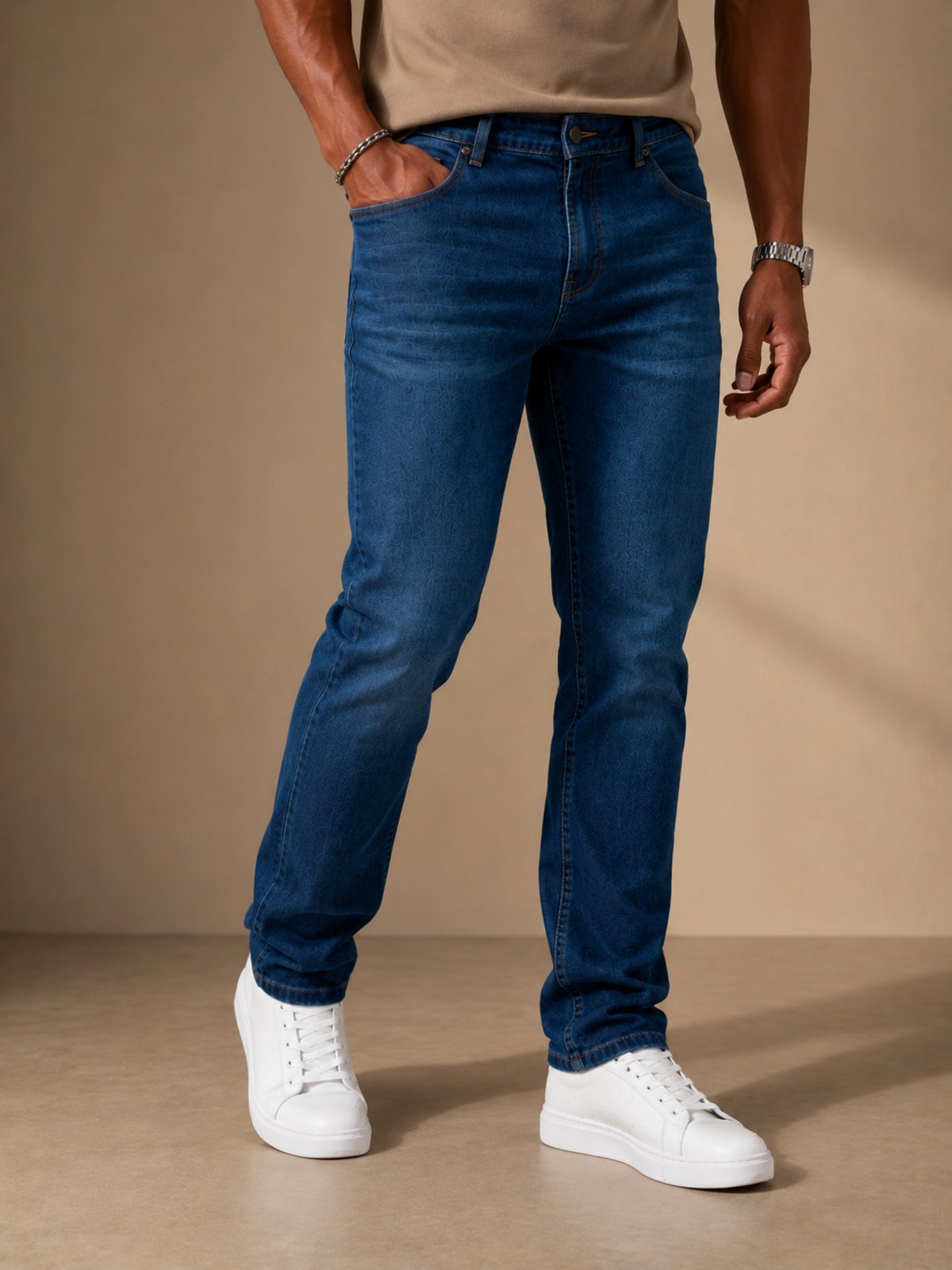 Calça Jeans Masculina Purple Jeans Slim Fit Premium Stretch Conforto e Elegância Azul Escuro