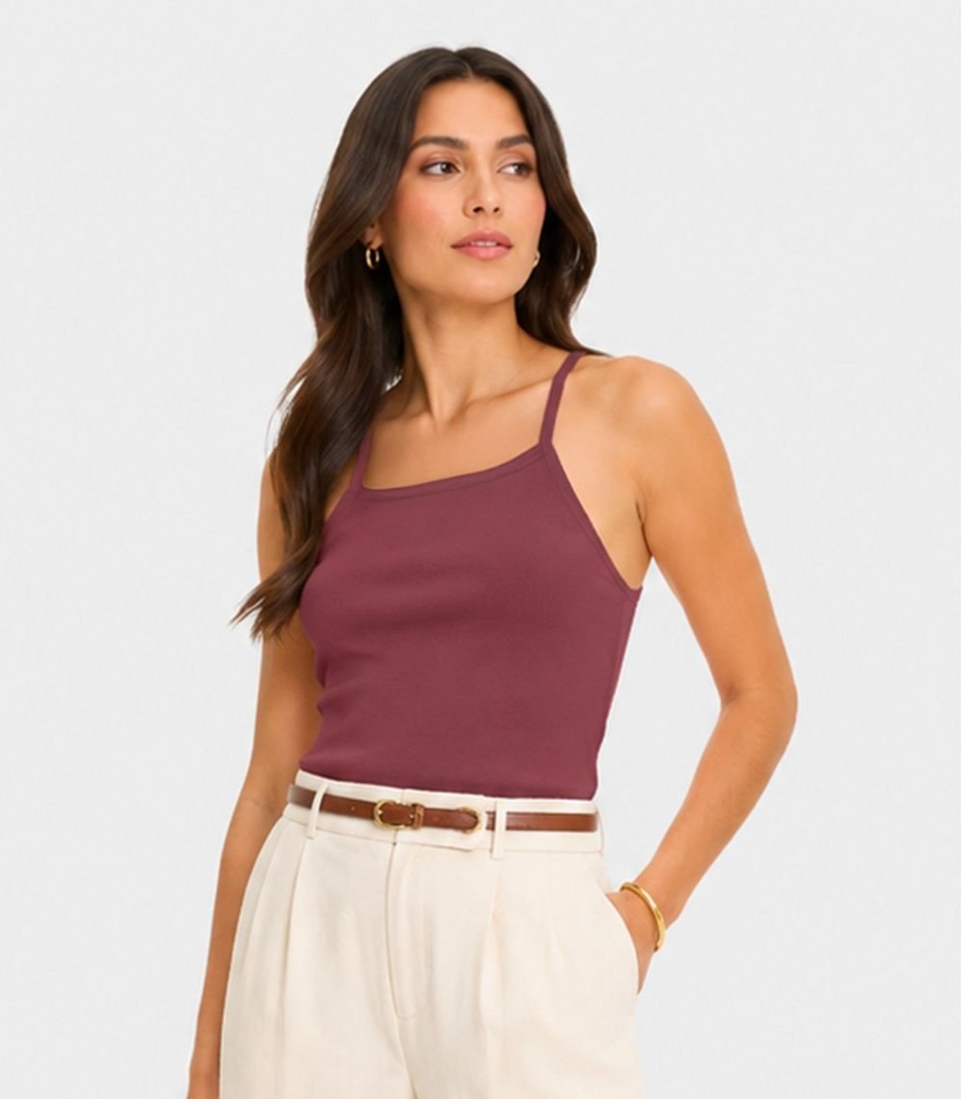 Blusa De Alça Feminina Tecido Henera Infinita Cor Marrom