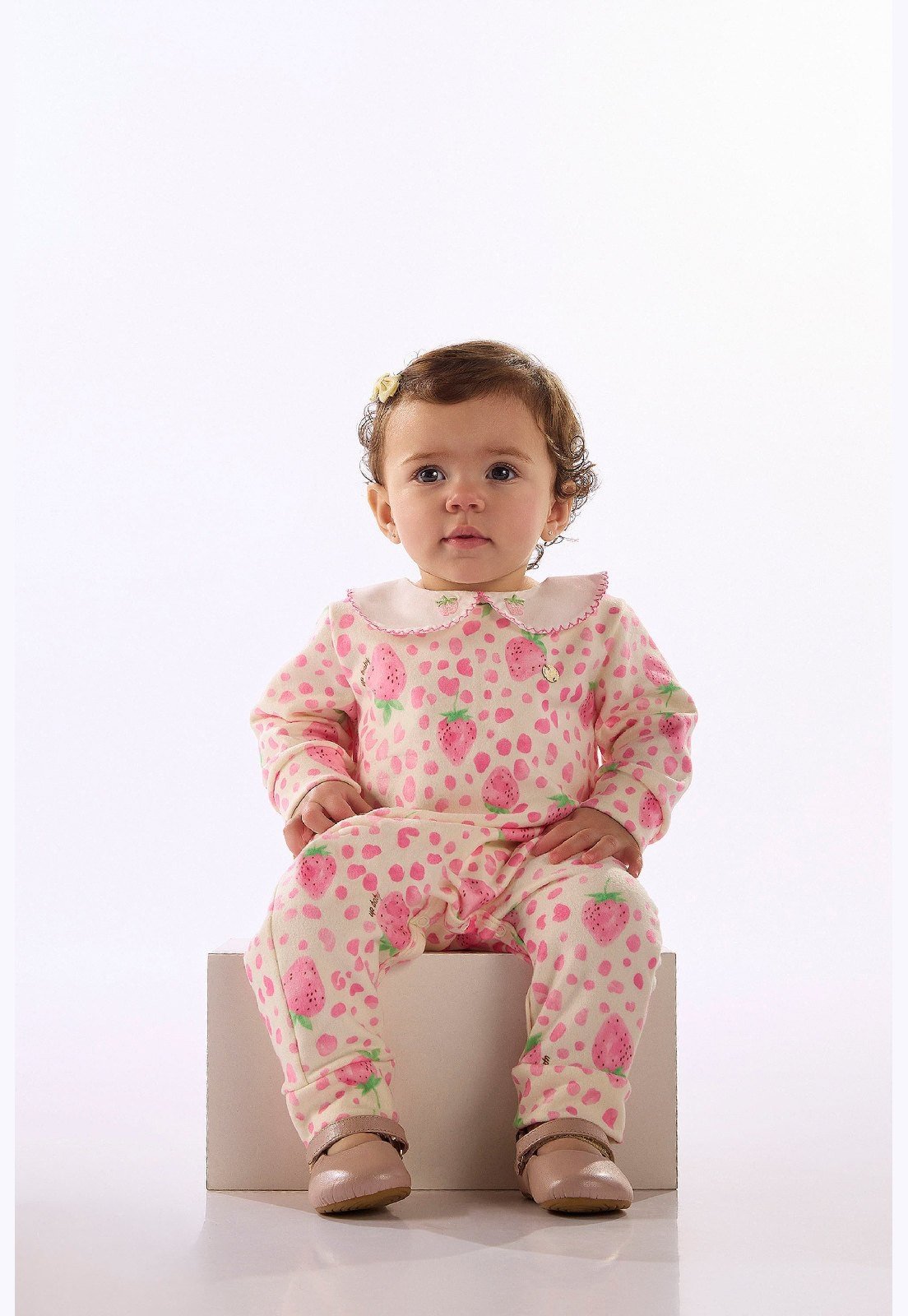 Infantil - Macacão Peluciado Morangos Up Baby Branco