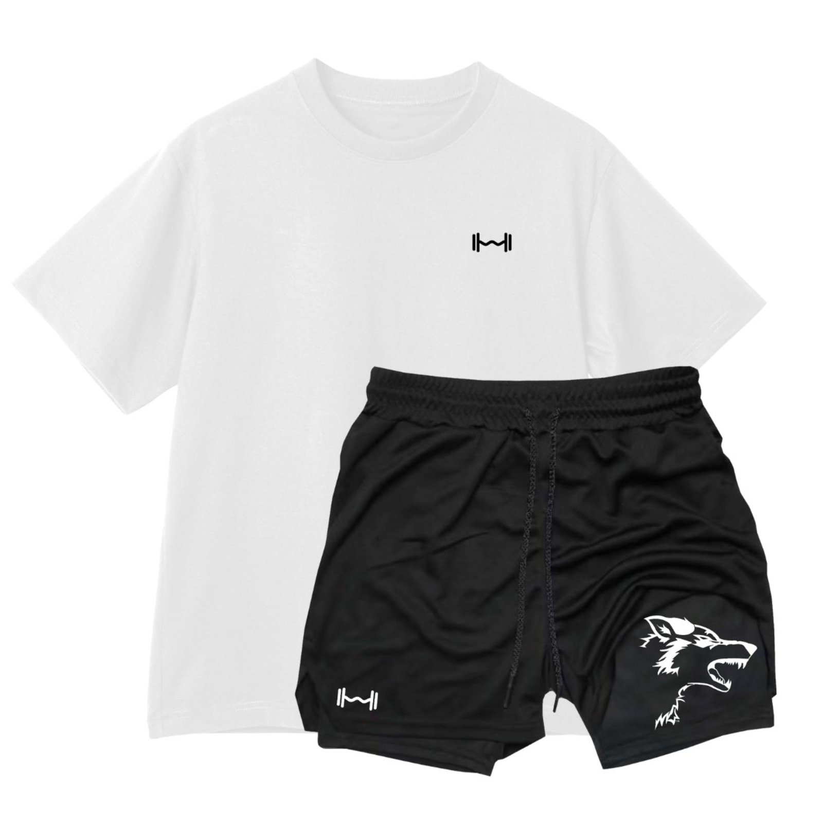 Conjunto Masculino Camiseta Oversized Algodão e Short Térmico 2 em 1 Academia Treino Casual