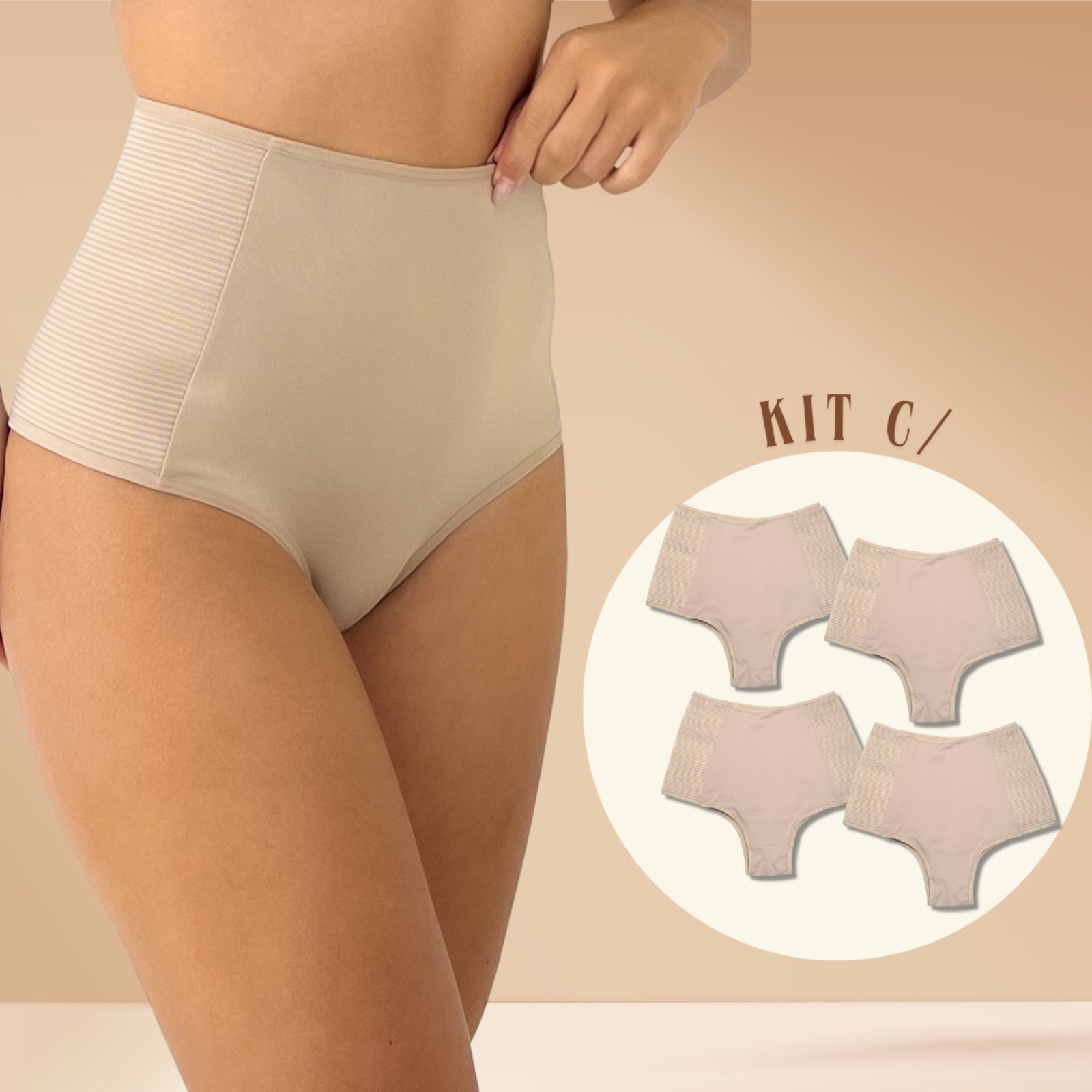 Kit 4 Calcinha Cinta Abdominal Anti Culote Calcinhas Cintura Alta Chocolate