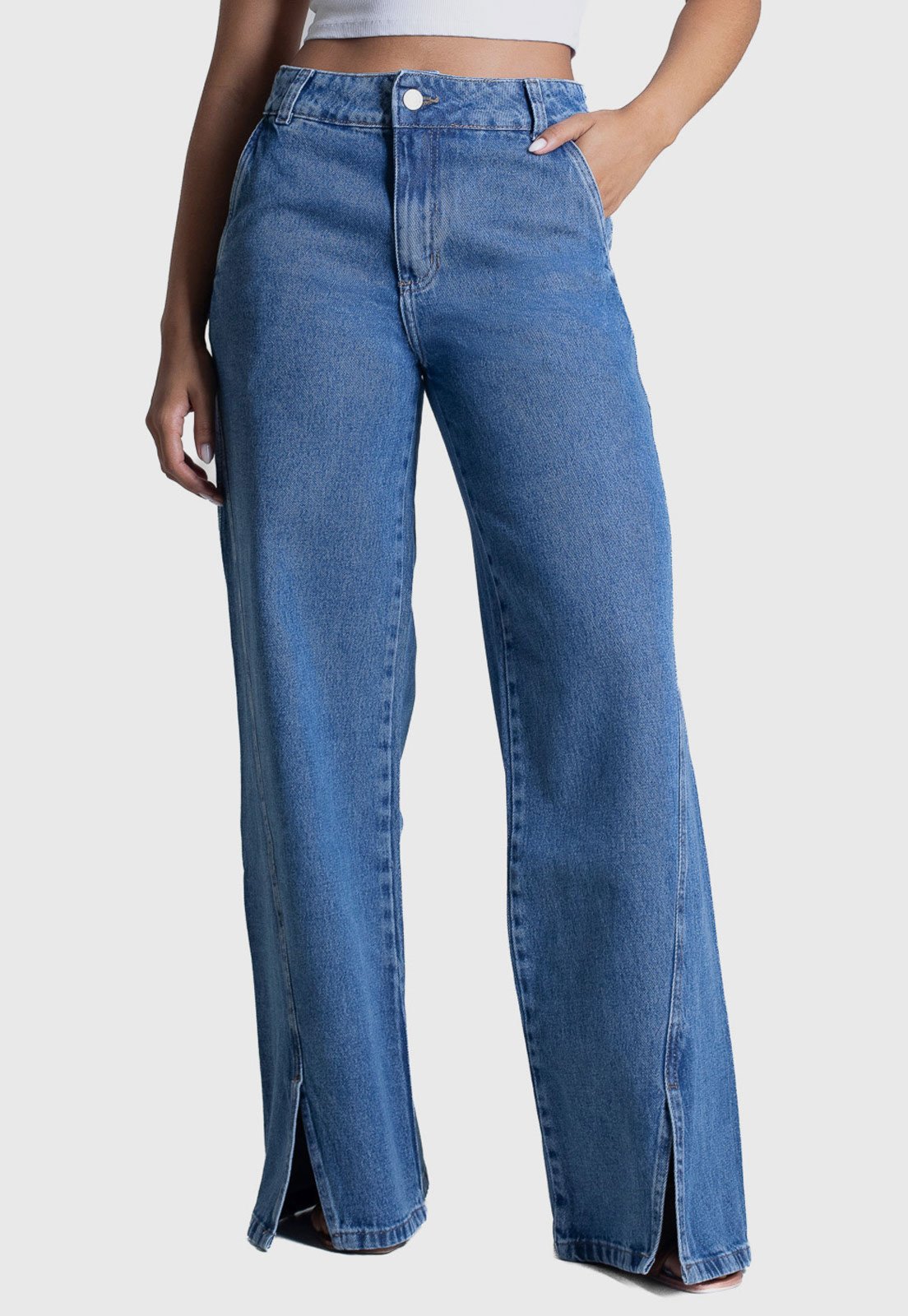 Calça Feminina Sawary Barrel Leg Azul