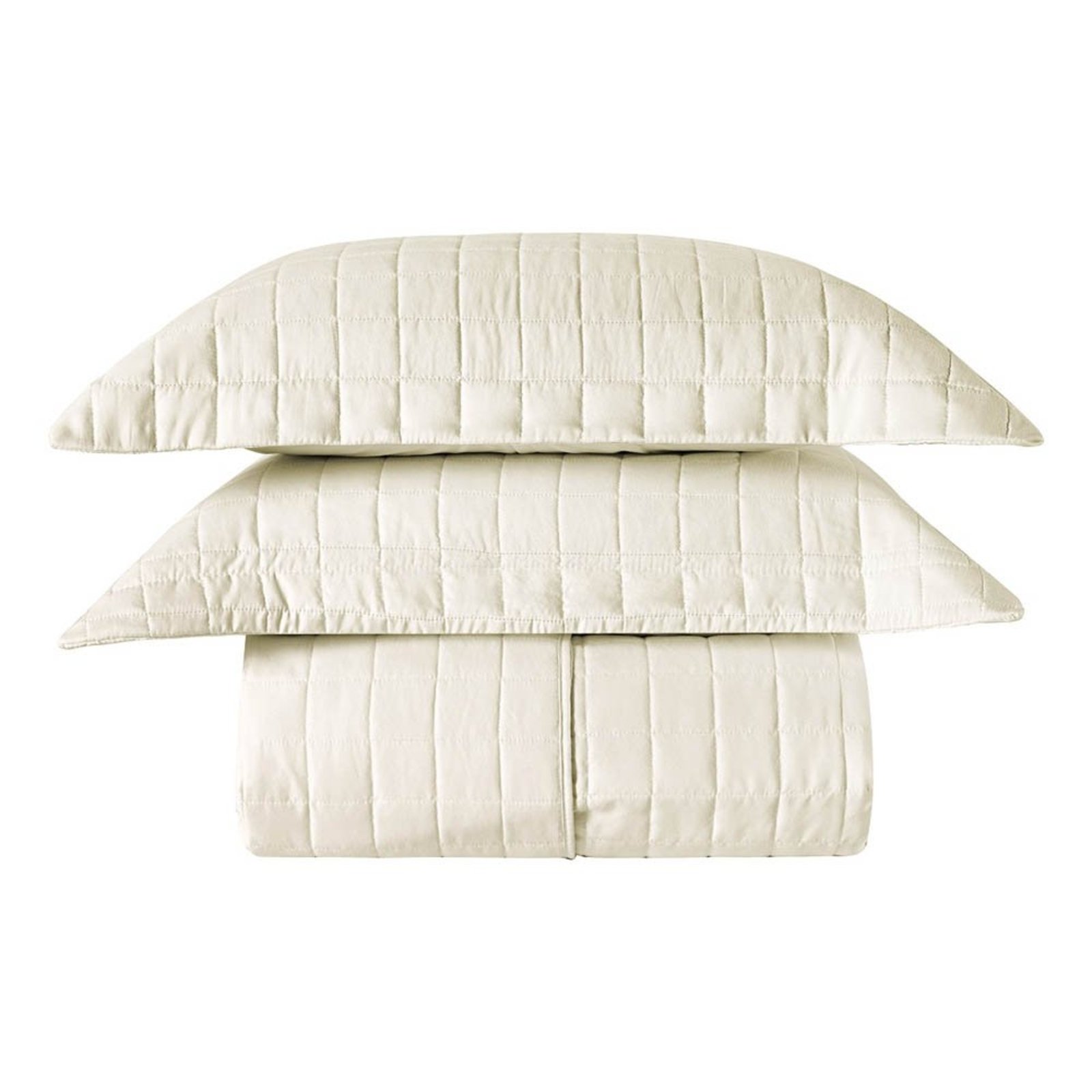 Kit Cobre Leito Milano Casal Micropercal 300 Fios Matelado Colcha 3 Peças Marfim