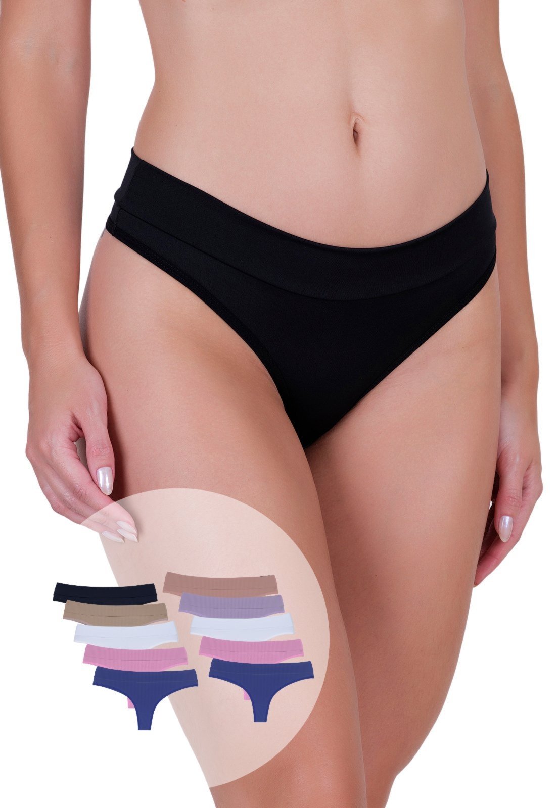 Vista 2 Kit 10 Calcinhas Femininas Fio Microfibra Atlética Cós Duplo Concept Lingerie multicolorido Concept Lingerie multicolorido