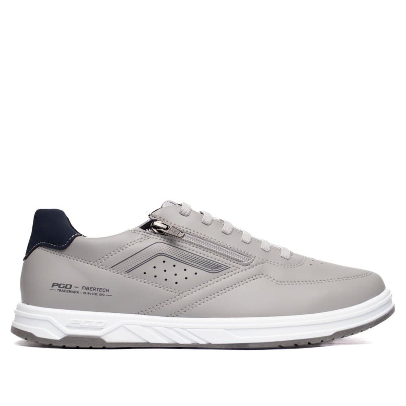 Sapatênis Masculino Pegada Shock Resist Zíper Branco/Cinza