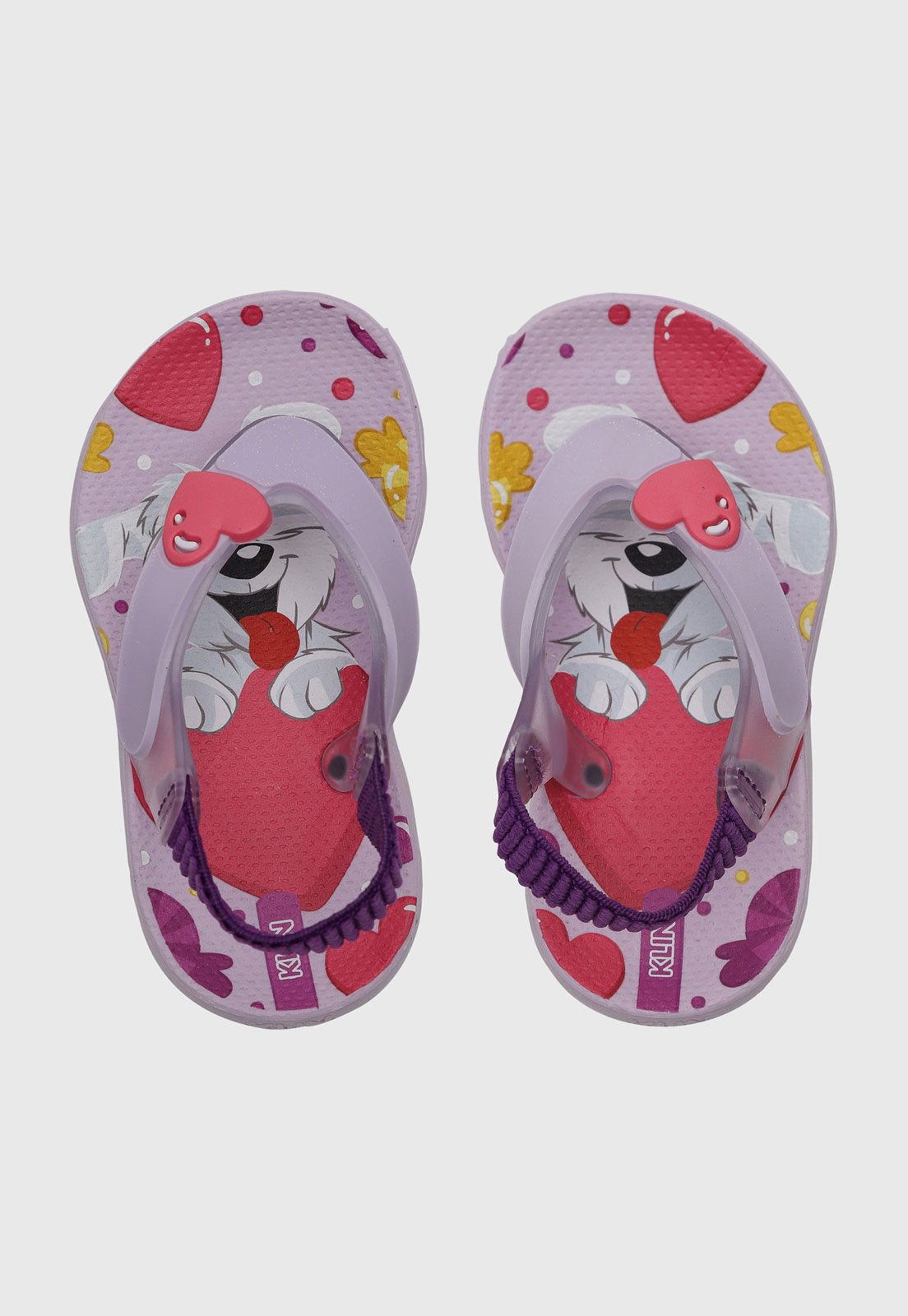 Infantil - Chinelo Klin Tiras Coração Lilás