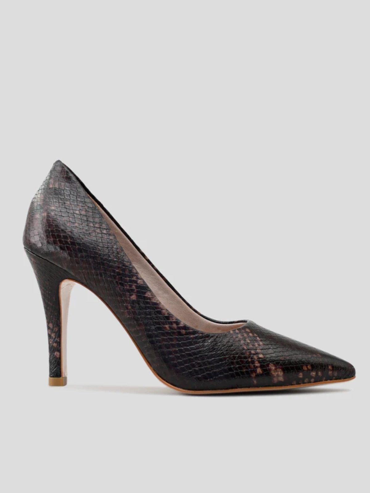 Scarpin CBK Couro Cobra Marrom