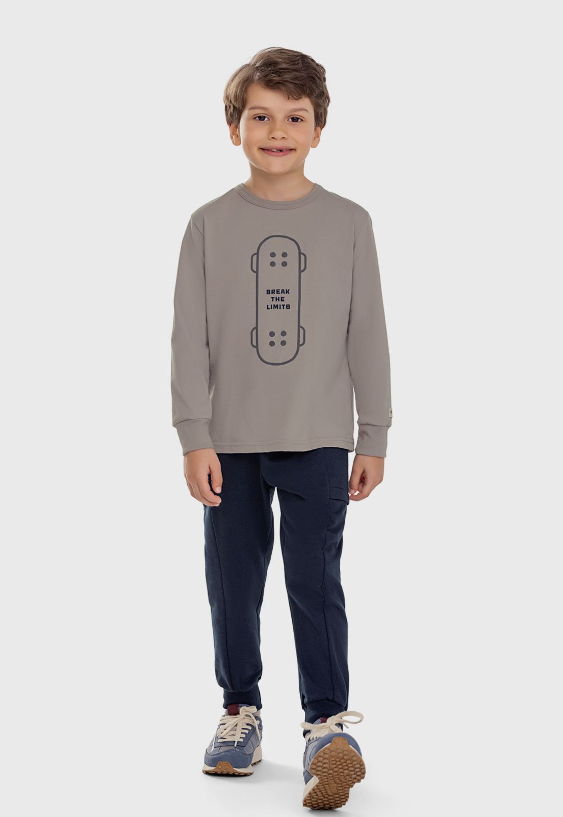Infantil - Conjunto Elian Estampado Cinza