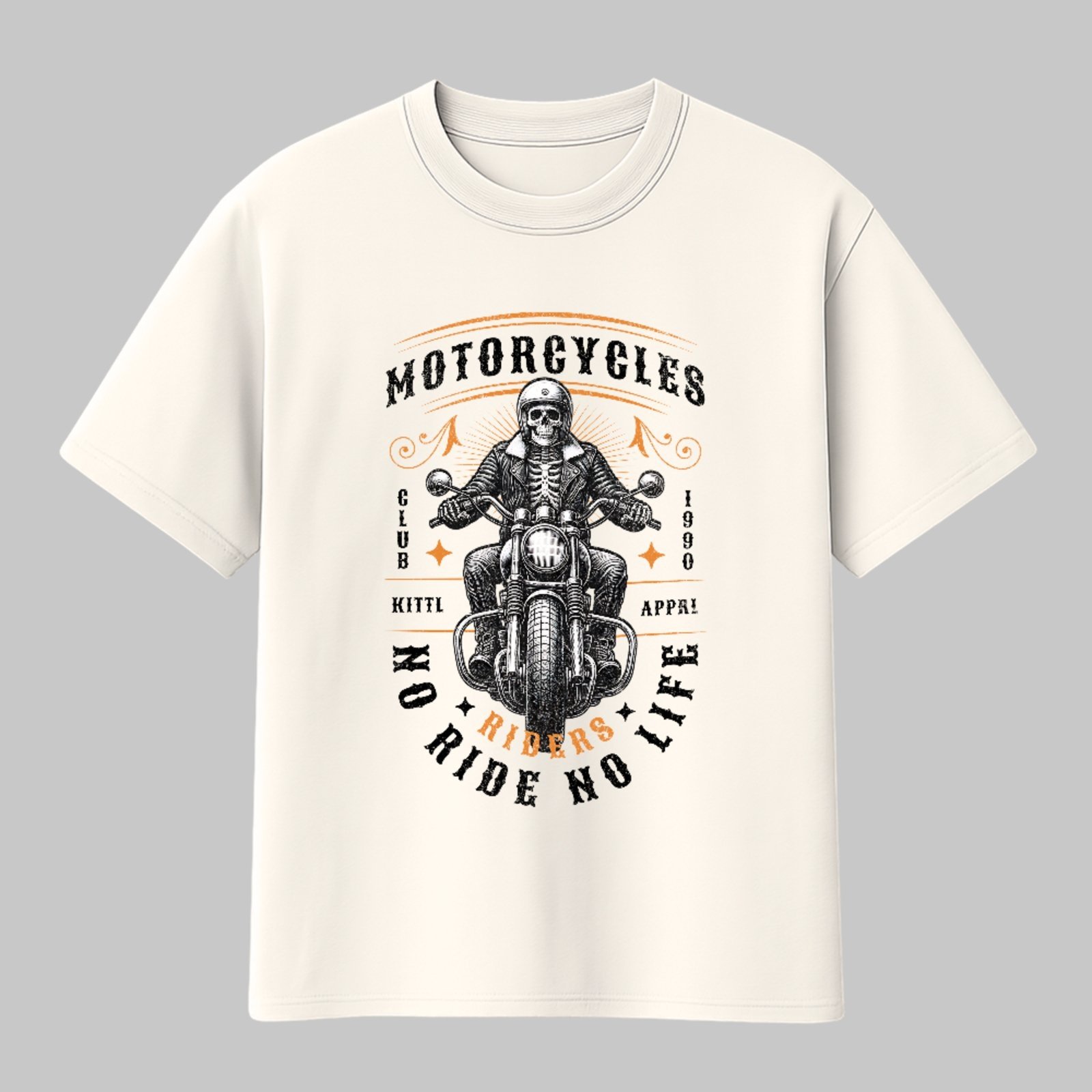 Camiseta Básica Riders Motorcycle Vintage No Ride No Life Unissex Off White