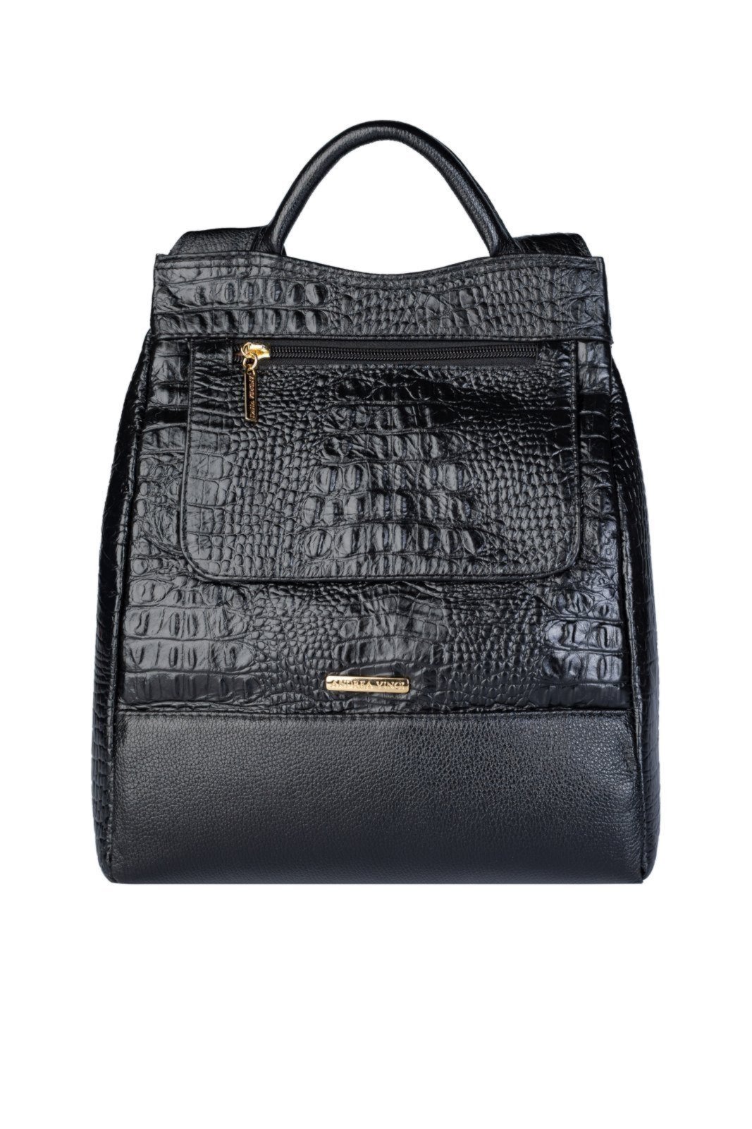 Mochila Andrea Vinci Pequena Antifurto Couro Croco Susan – Preto
