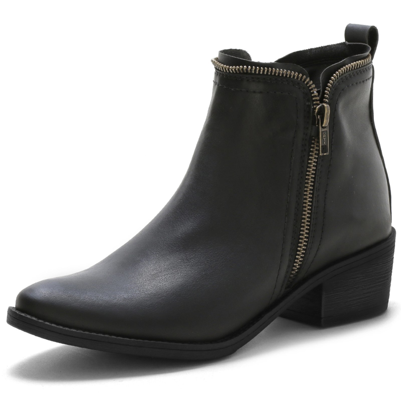 Bota Bredeni Feminina Cano Baixo Detalhe Zíper Sola Preta