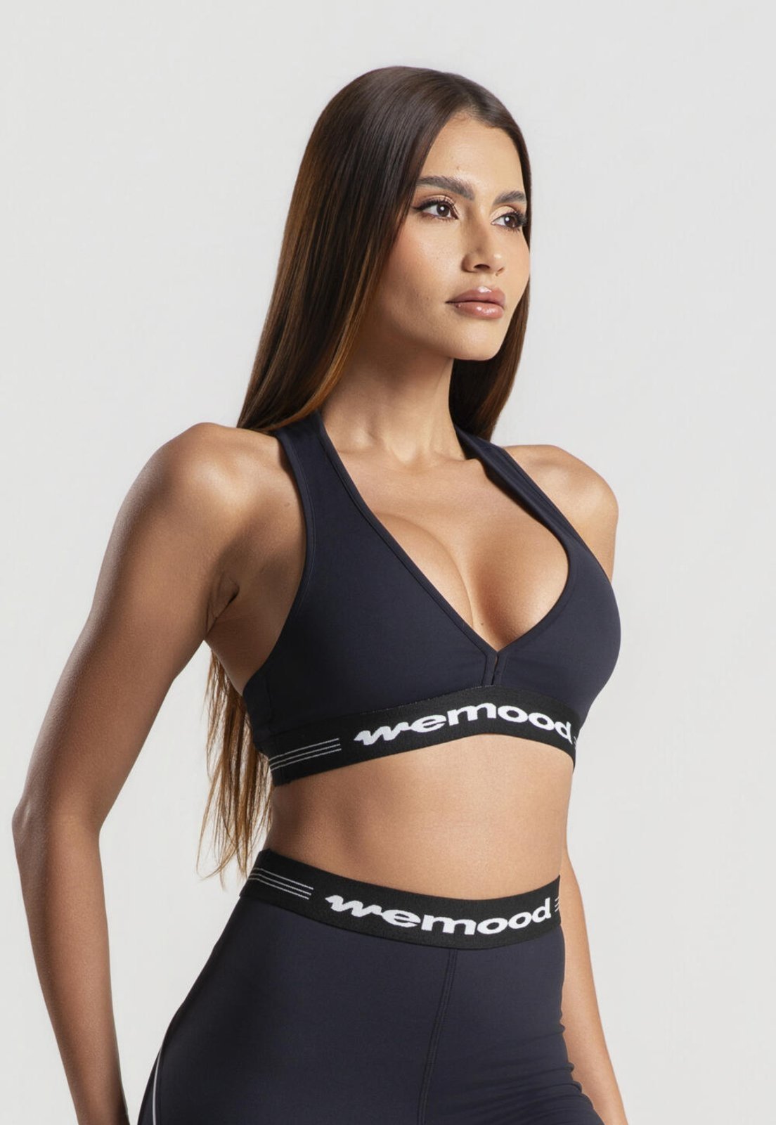 Top Fitness Decote V Com Elástico Preto Wemood Tp019-001 Preto