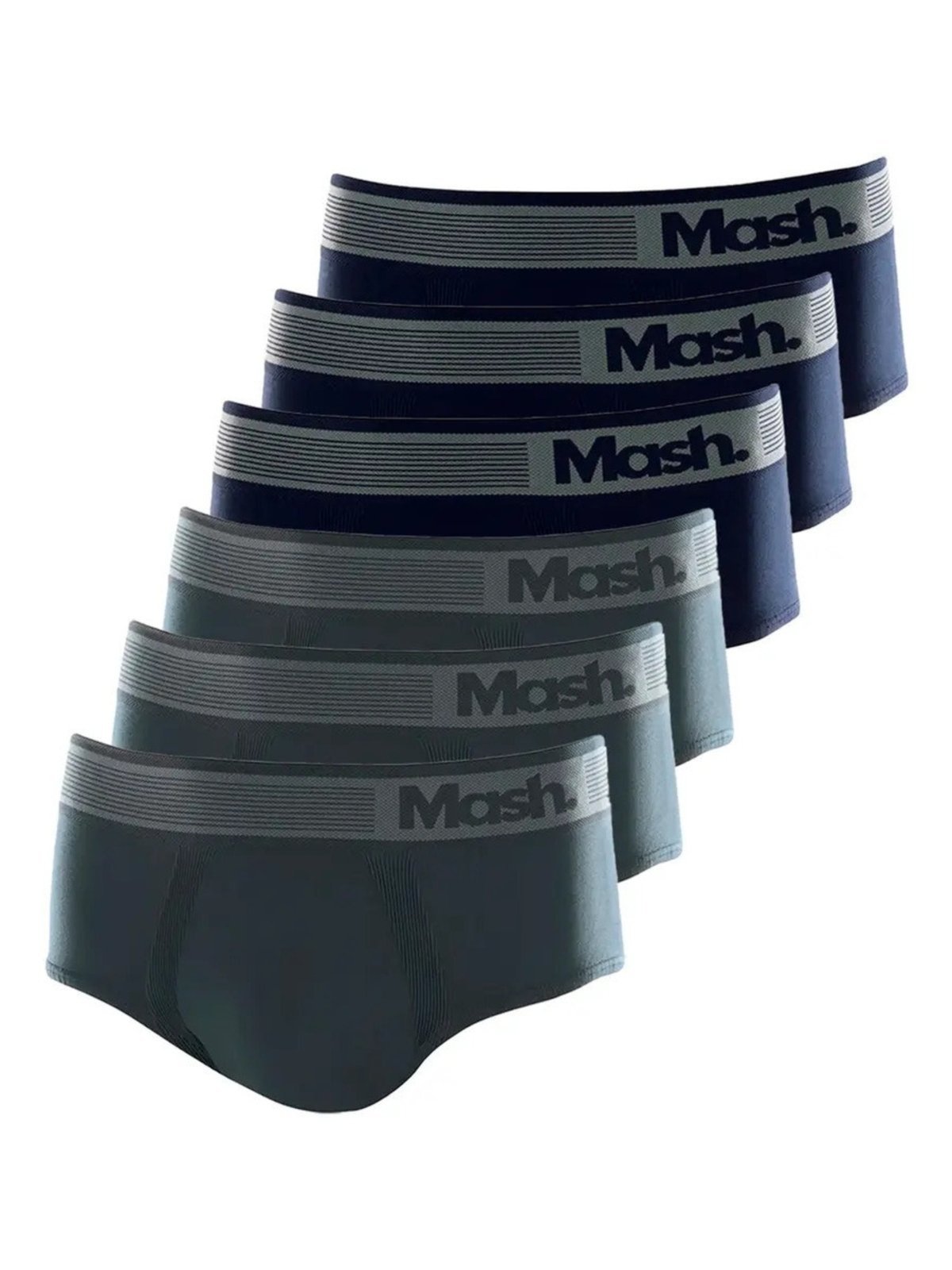 Kit com 6 Cueca Slip Mash 713.02 Cinza