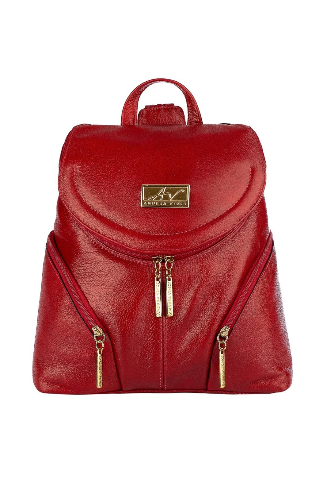 Mochila pequena de couro liso Cecília - Vermelho