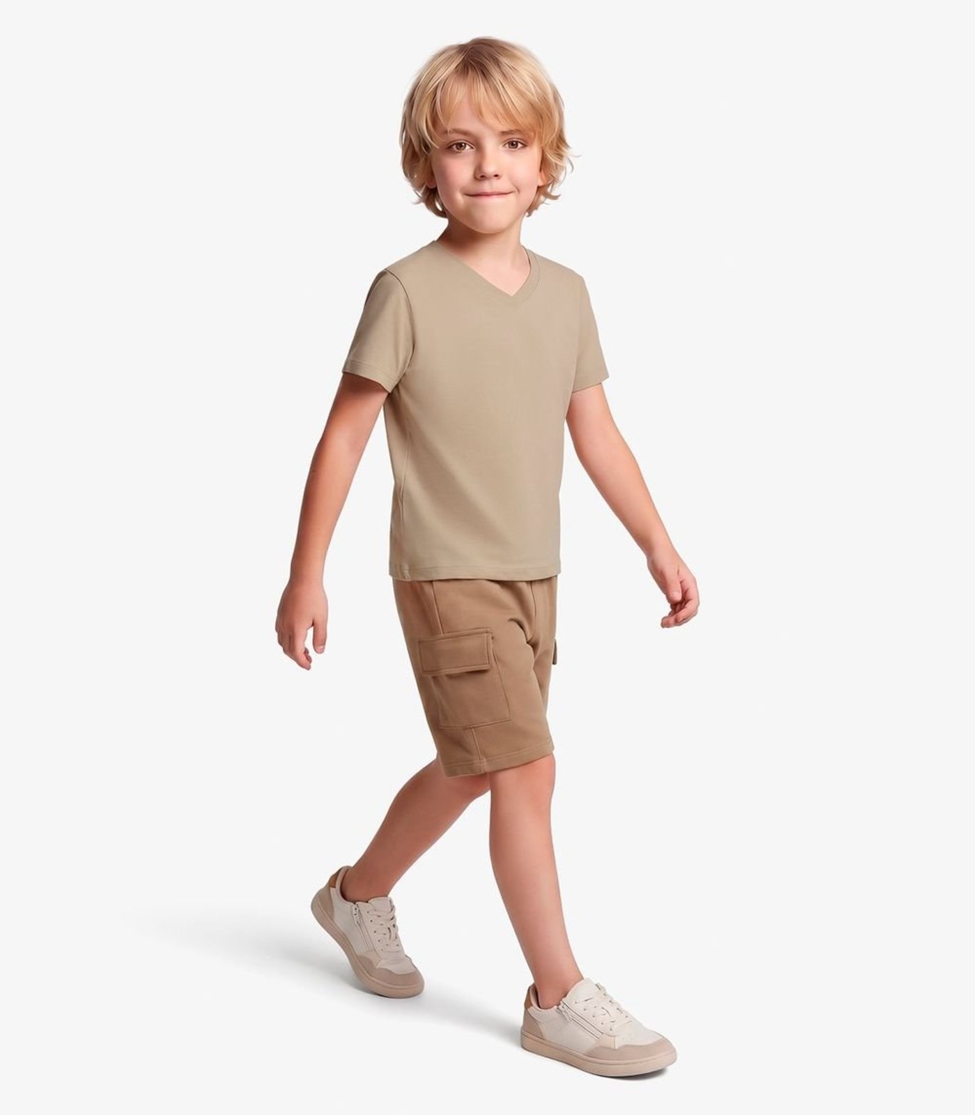Infantil - Camiseta Masculina Meia Malha Rovi Bege