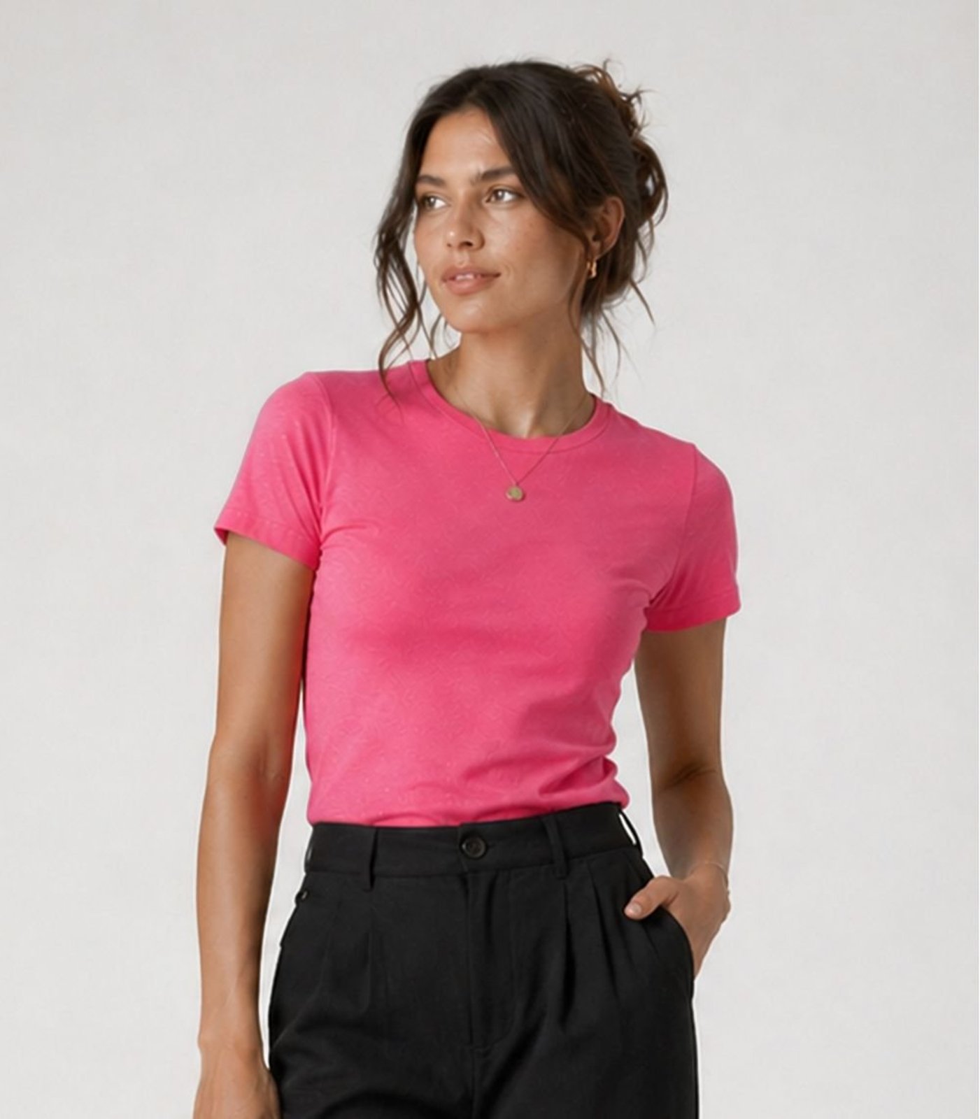 Blusa Feminina Básica Algodão Infinita Cor Rosa