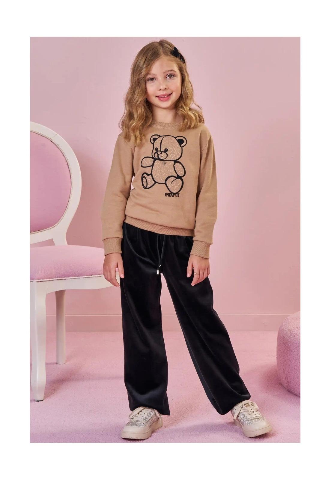 Infantil - Conjunto Calça Menina Urso Infanti 14 Cinza