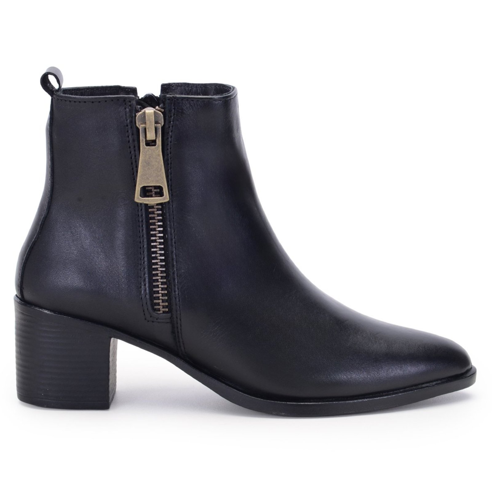 Bota Coturno Couro Campero Cano Curto Western Zíper Preto