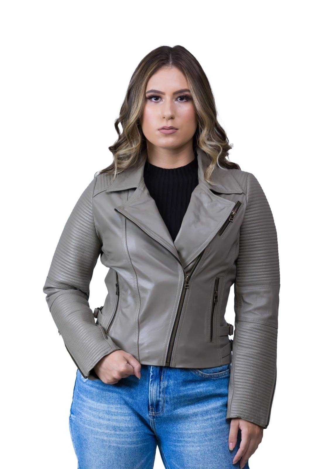 Jaqueta de Couro Perfecto Paris Cinza