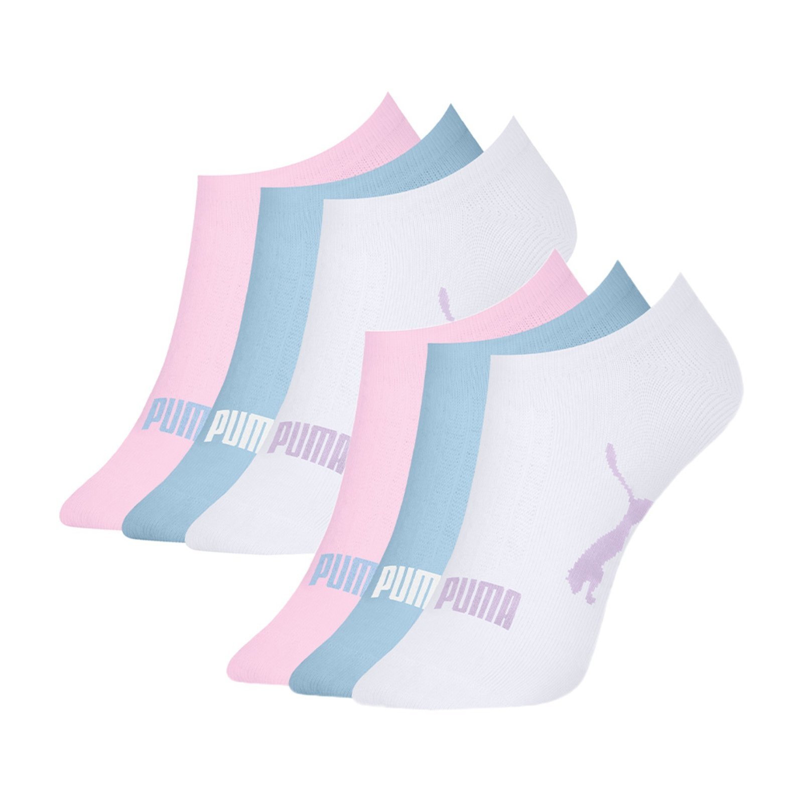 Kit 6 Pares Meia Puma Sapatilha Original Algodão Com Nf Rosa/Azul