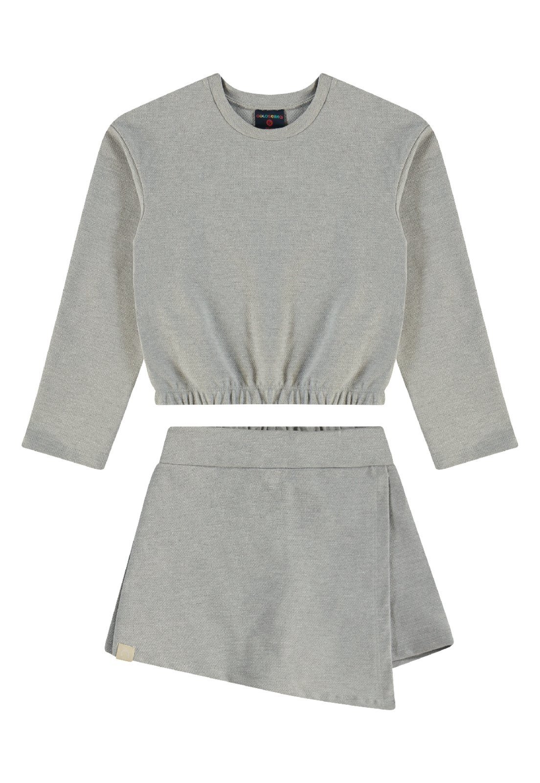 Infantil – Conjunto com Blusa e Short-Saia Guloseima Cinza