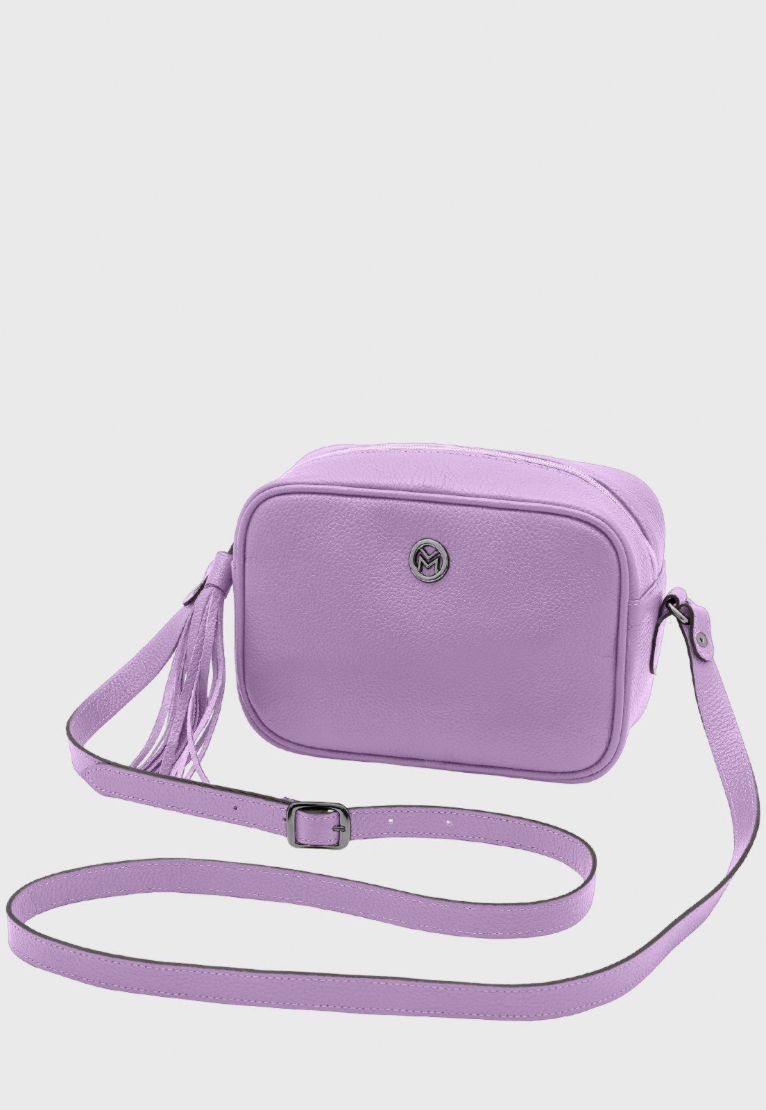 Bolsa Transversal de Couro Mariart Titânio Violeta