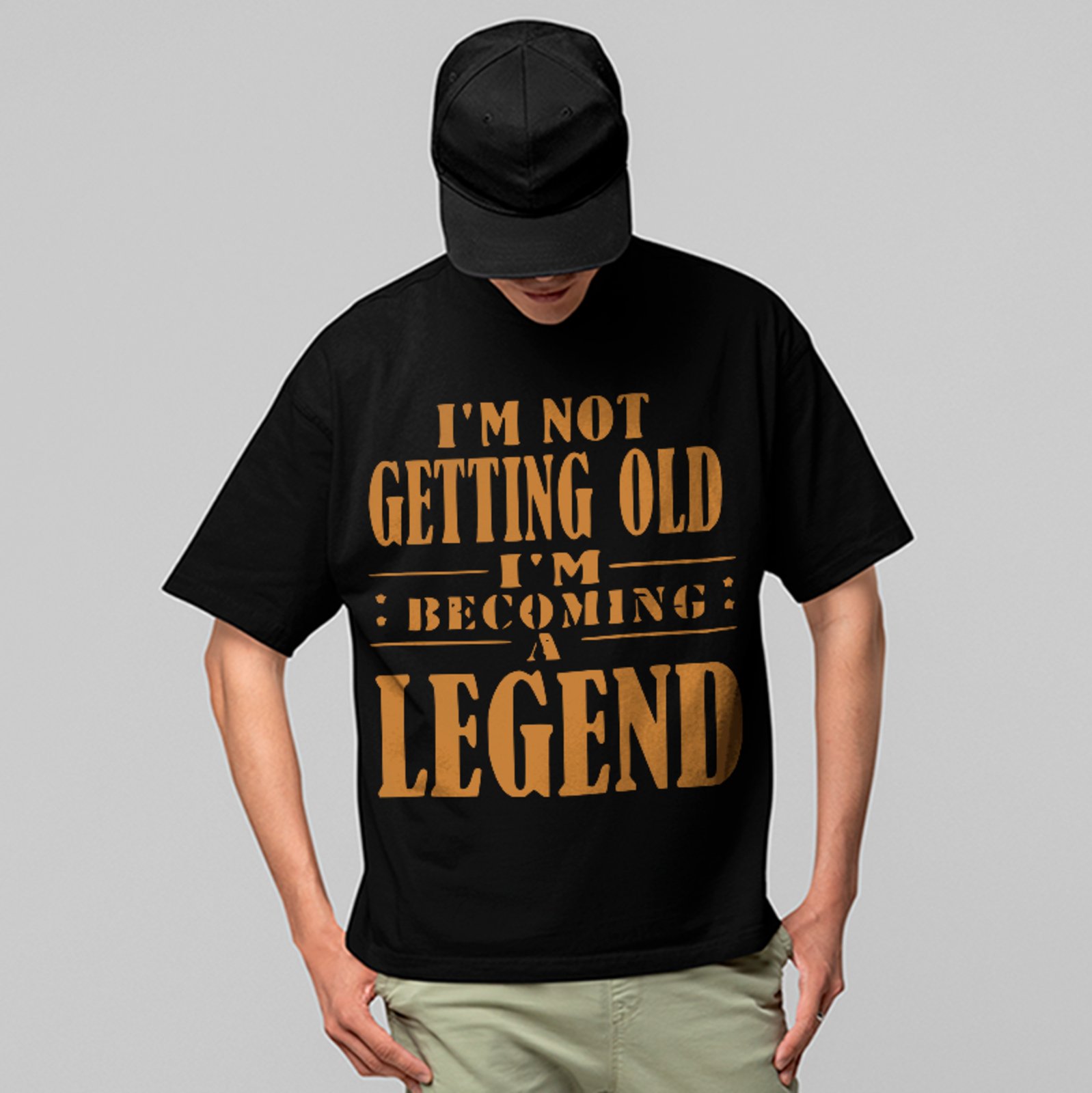 Camiseta Oversized Não Estou Envelhecendo Lenda Unissex Preto