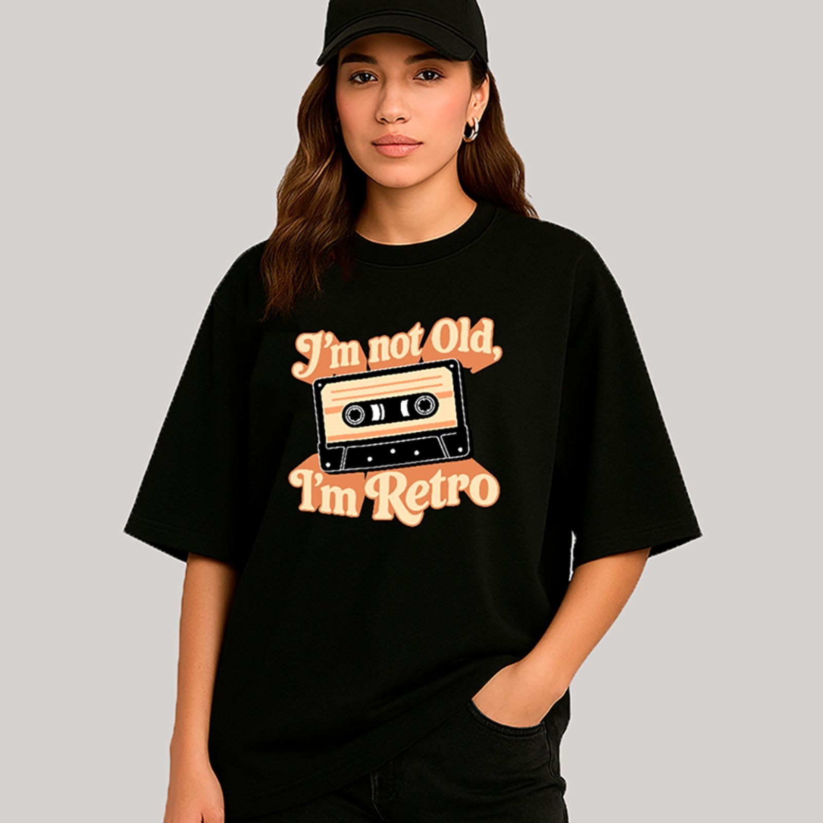 Camiseta Ousy Unissex Streetwear I’m Not Old I’m Retro Vintage Oversized Preto