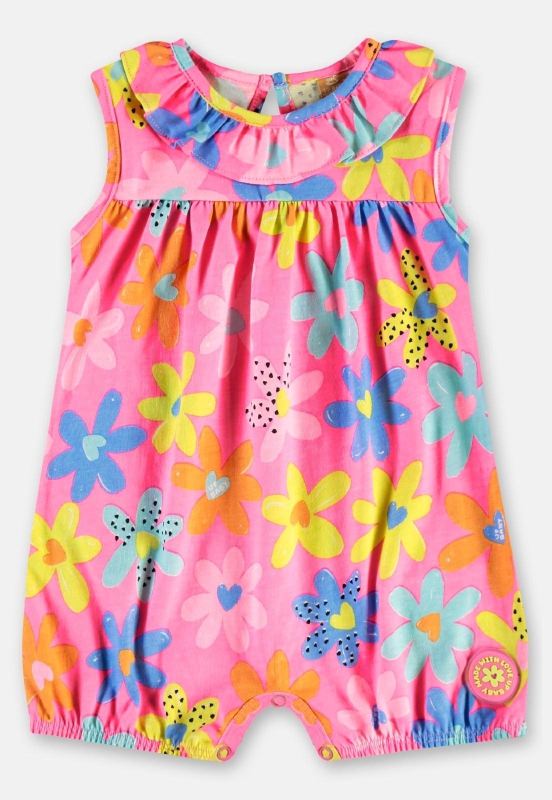 Infantil - Macaquinho em Algodão Floral Up Baby Rosa