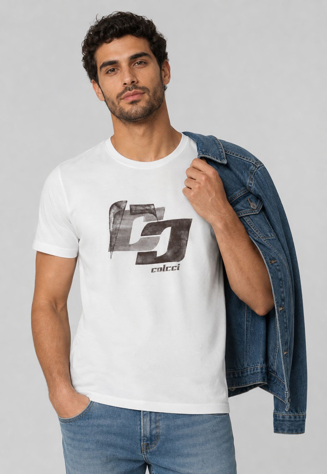 Camiseta Masculina Colcci Estampa Gola Redonda Branca