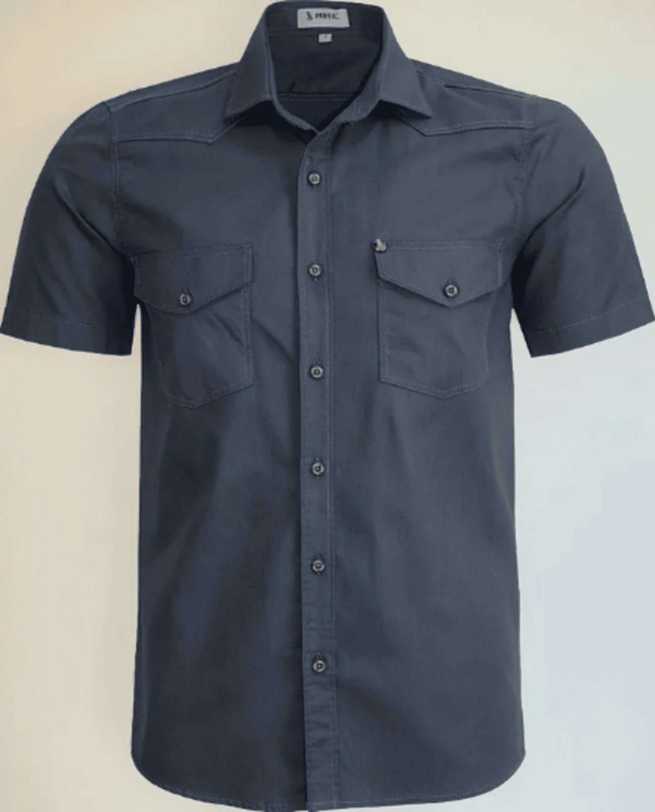 Camisa Estilo Militar Amil Comfort Cross Macia 2 Bolsos Manga Curta Luxo Chumbo