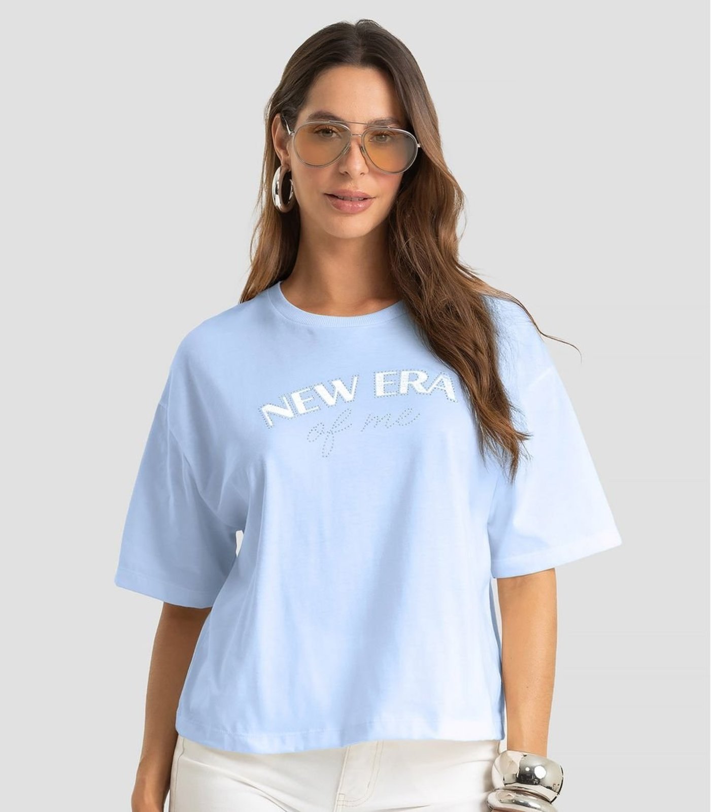 Camiseta Feminina Em Meia Malha Com Estampa Dianna Azul