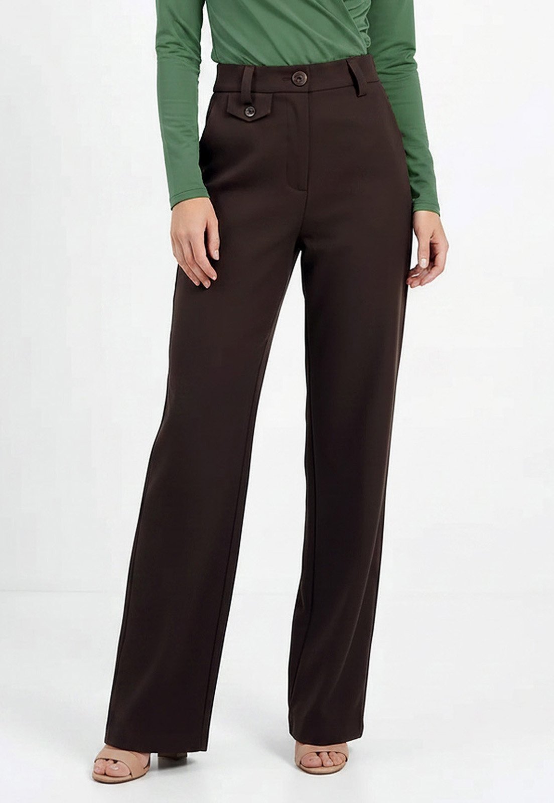 Calça Bisô Alfaiataria Lapela Marrom - Marrom