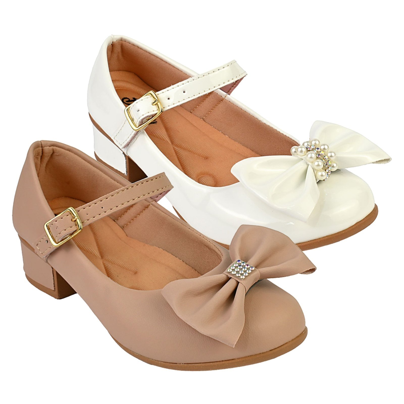 Infantil - Kit Com 2 Pares Sapatilha Feminina De Menina Boneca Do 28 Ao 36 101 - BRANCO E NUDE FOSCO 503