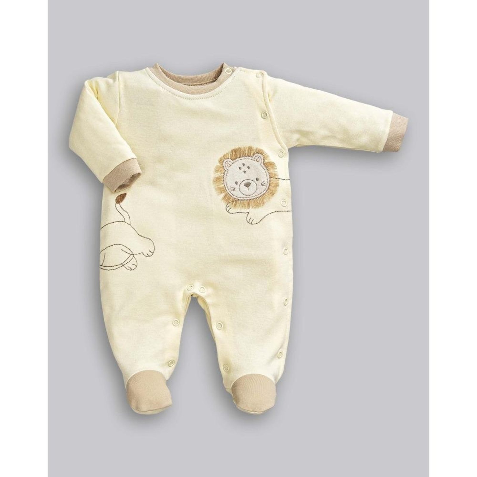 Infantil - Macacão Longo Bordado Leão Anjos Baby M Amarelo