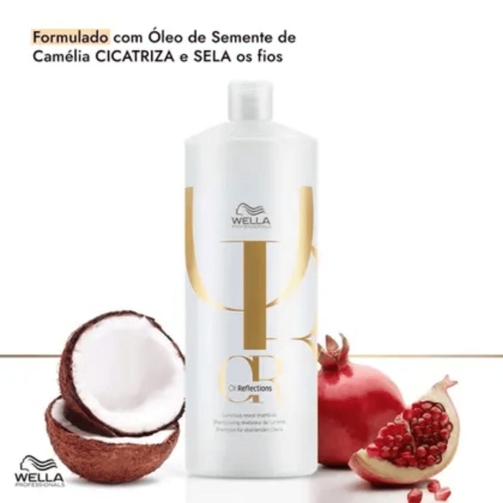 Vista 3 Kit Wella Oil Reflections Shampoo 1L e Óleo Capilar 100ml branco Wella branco