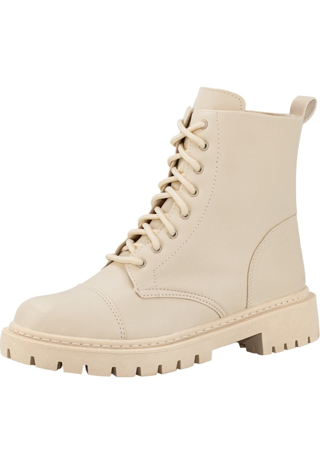 Bota Coturno Feminino Colorido Lumiss Tratorada Blogueira Cano Curto Off White