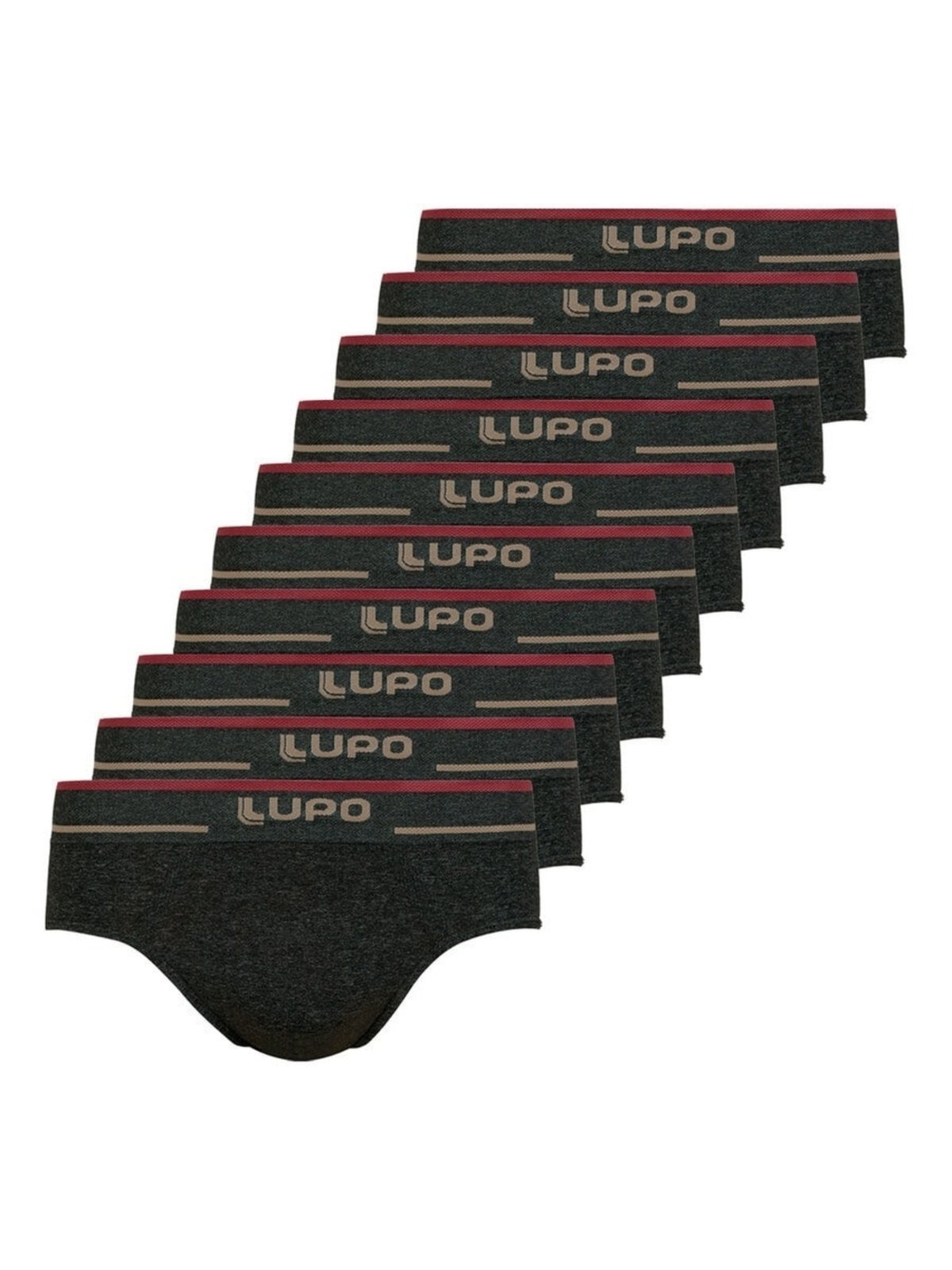 Kit com 10 Cuecas Slip Lupo 624-003 Preto