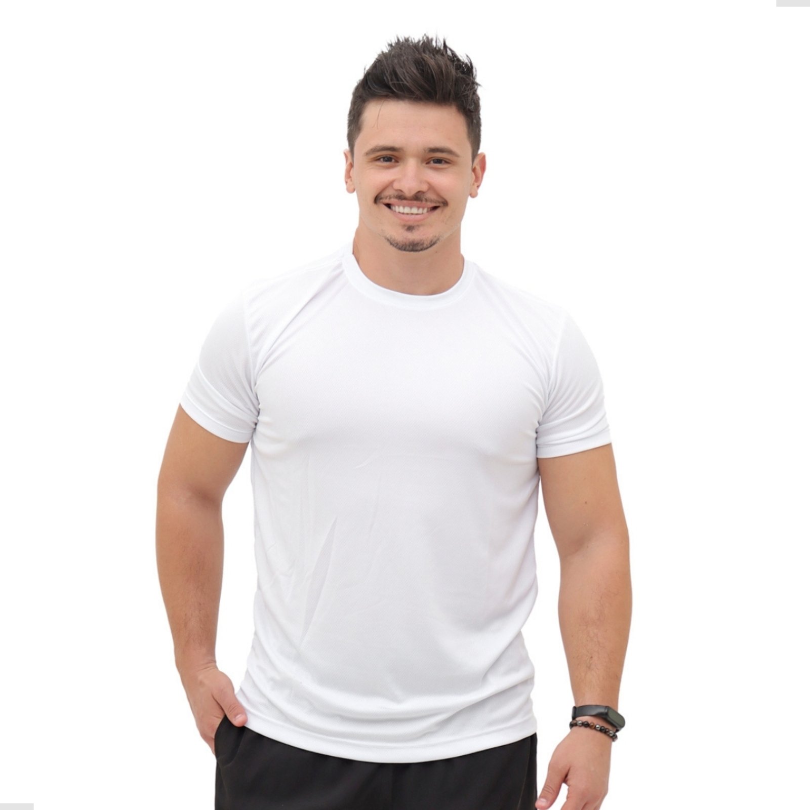 Camiseta Masculina Academia Techmalhas Esportiva Lisa Dry Branco