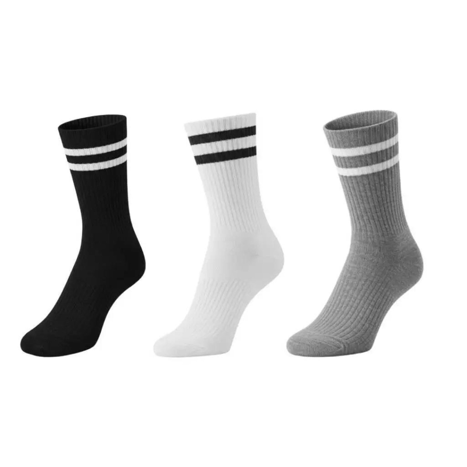 Kit 3 Pares de Meias QLC Sports Algodão Cano Médio Esportiva Sortida