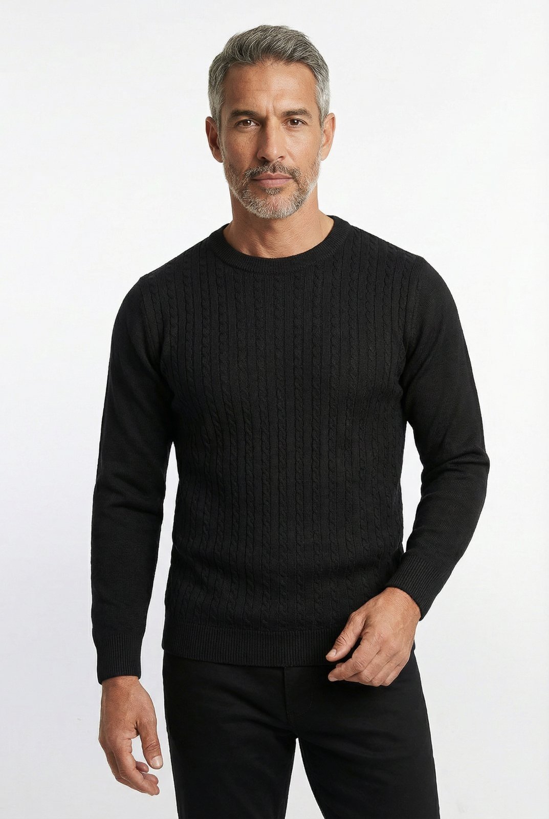 Blusa de malha masculina gola redonda 90184 - Preto
