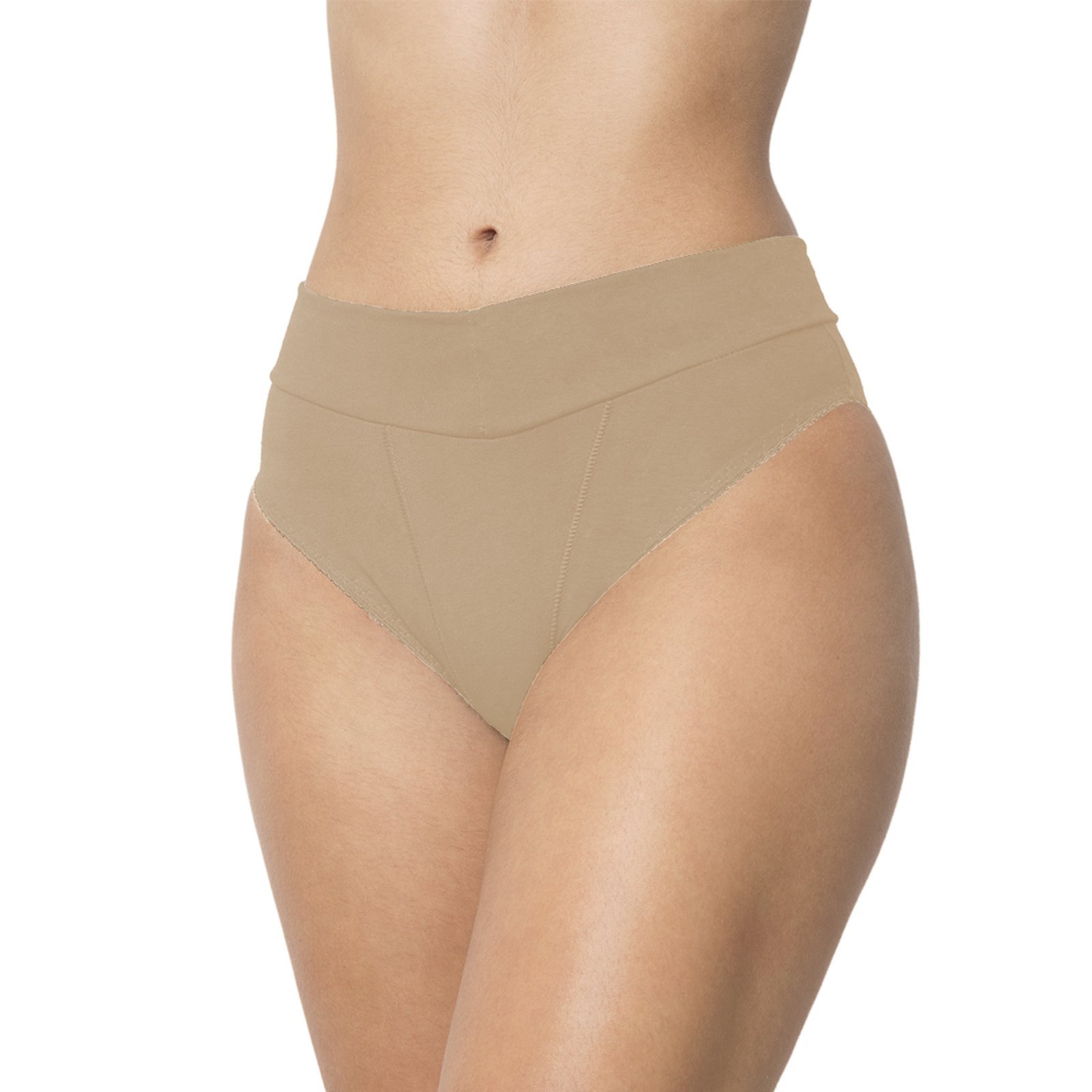 Vista 2 Calça Gabi Lingerie de Cotton Cós Lingerie Algodão Confortável Lisa Costura Três Pontos Calcinha Reforçada bege Gabi Lingerie bege